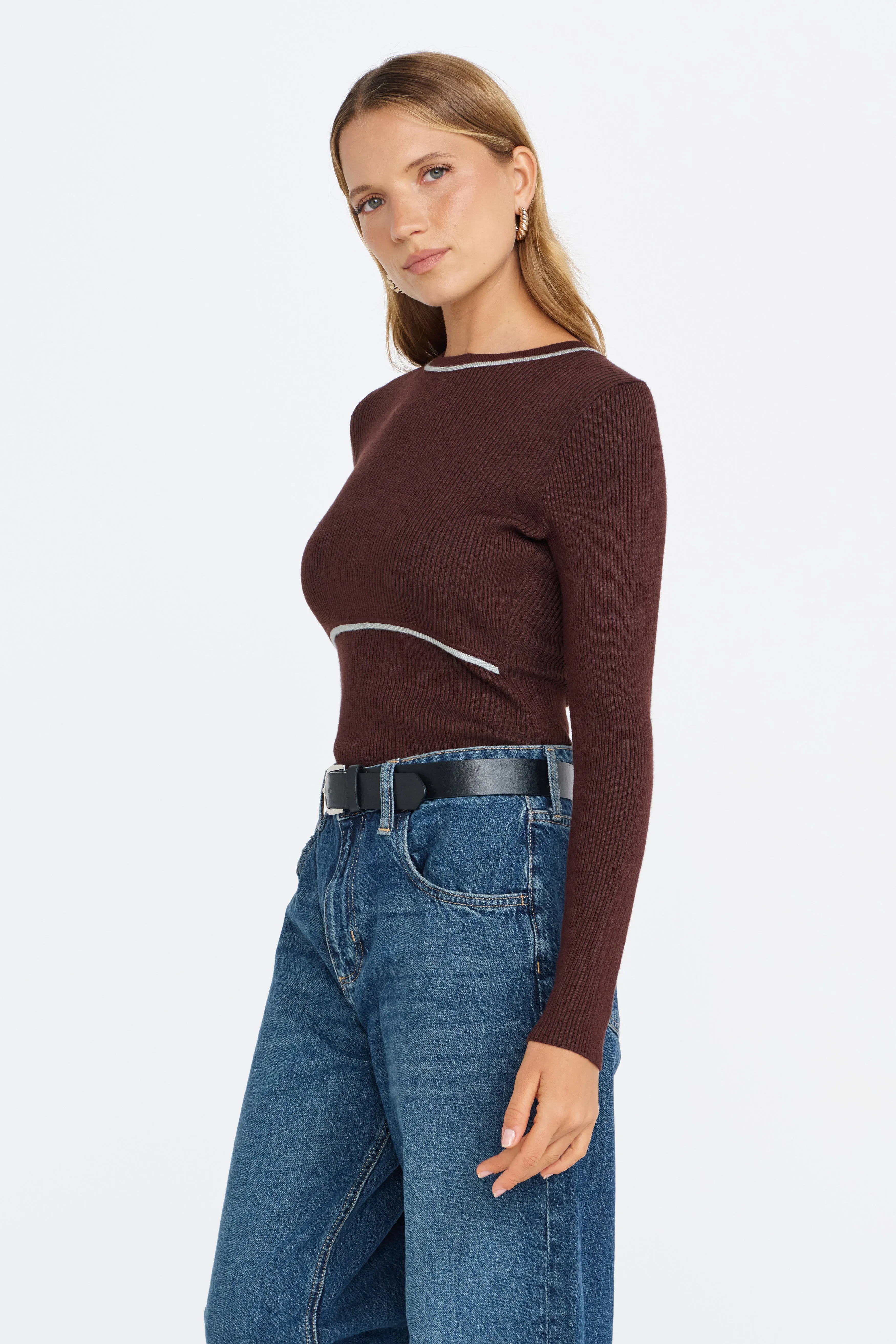 Rowe Long Sleeve Knit Top - Chocolate / Mint sold by Apero Label product image thumbnail 4