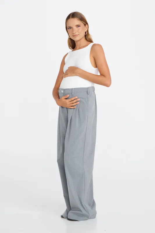 Zadie Pinstripe Adjustable Wide Leg Trouser - Grey sold by Apero Label