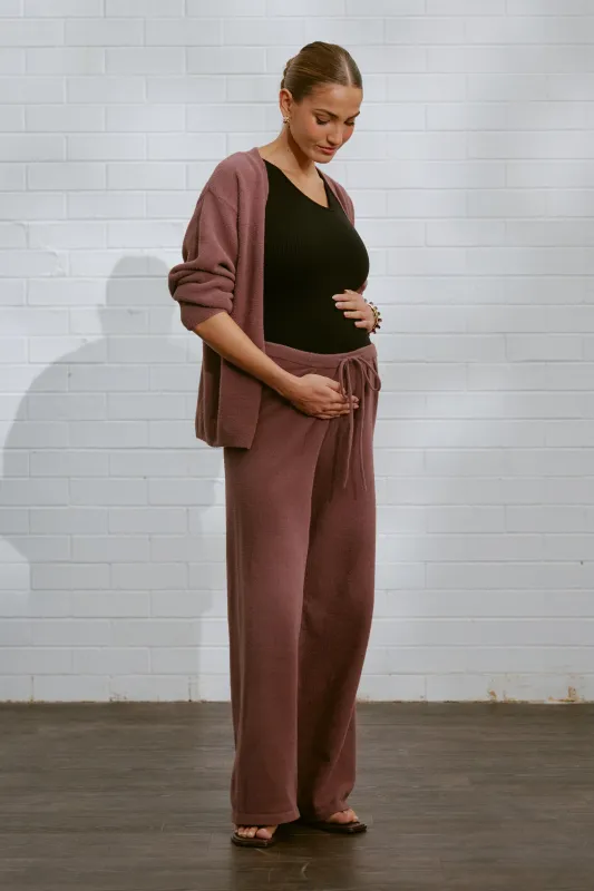 Augustine Pleated Knit Pant - Plum sold by Apero Label