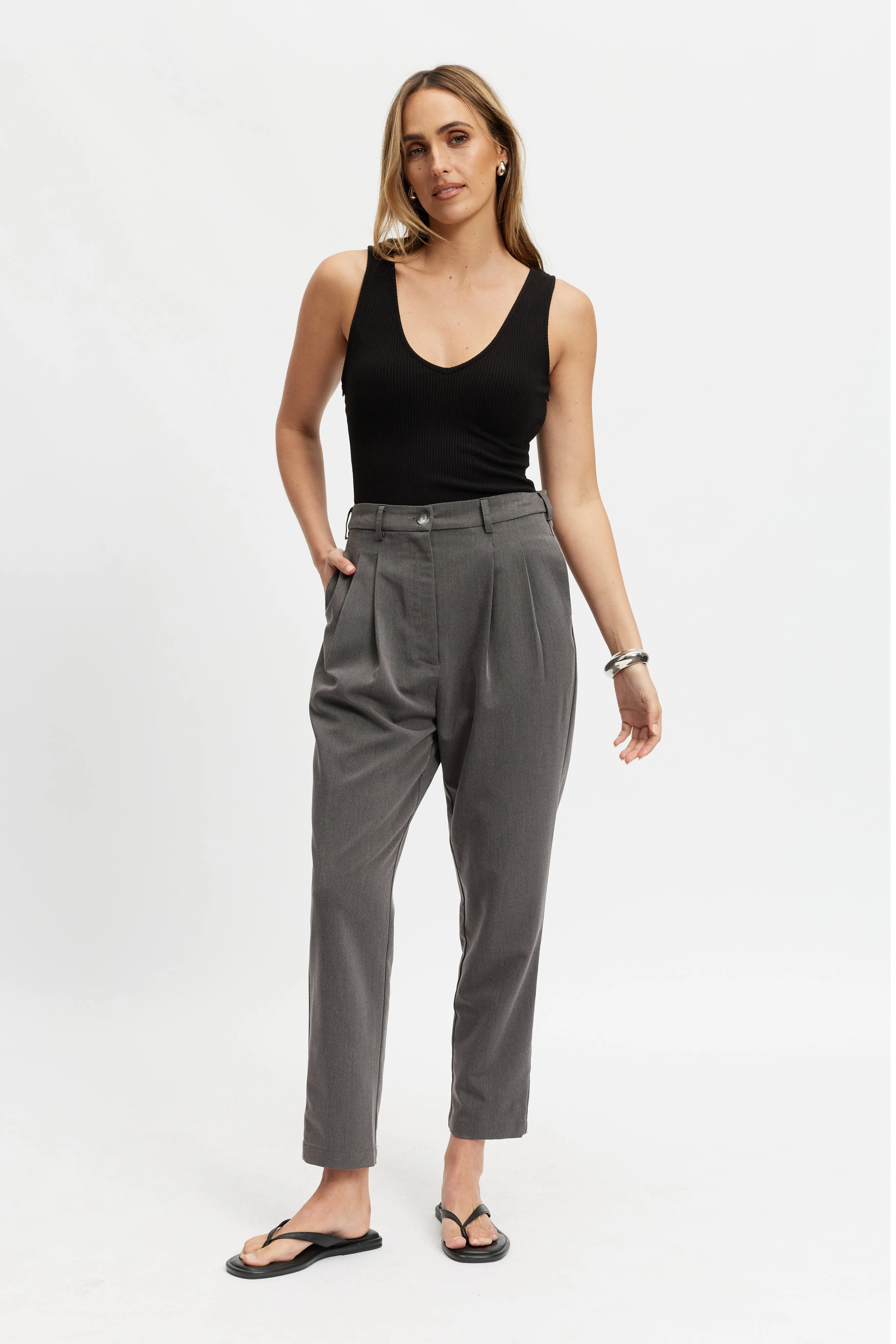 Sadie Adjustable Waist Tailored Trouser - Grey sold by Apero Label product image thumbnail 4