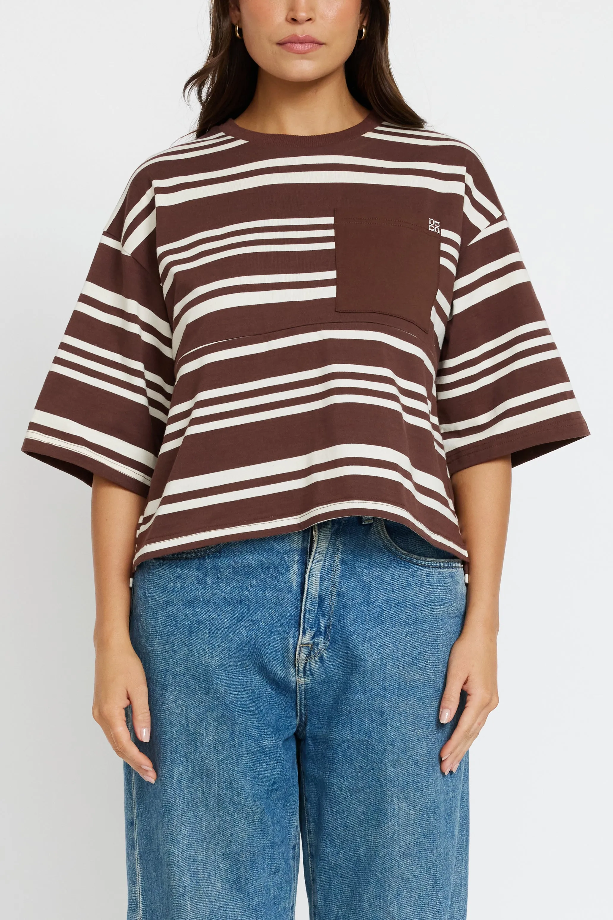 Brooklyn Stripe Slouch Panel Tee - Cinnamon / Cream sold by Apero Label product image thumbnail 3