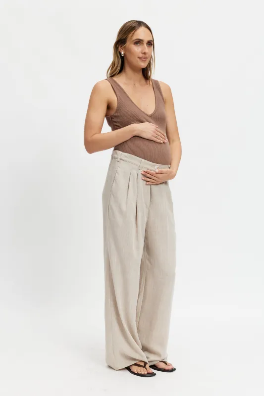 Bailey Adjustable Wide-Leg Trouser - Natural sold by Apero Label