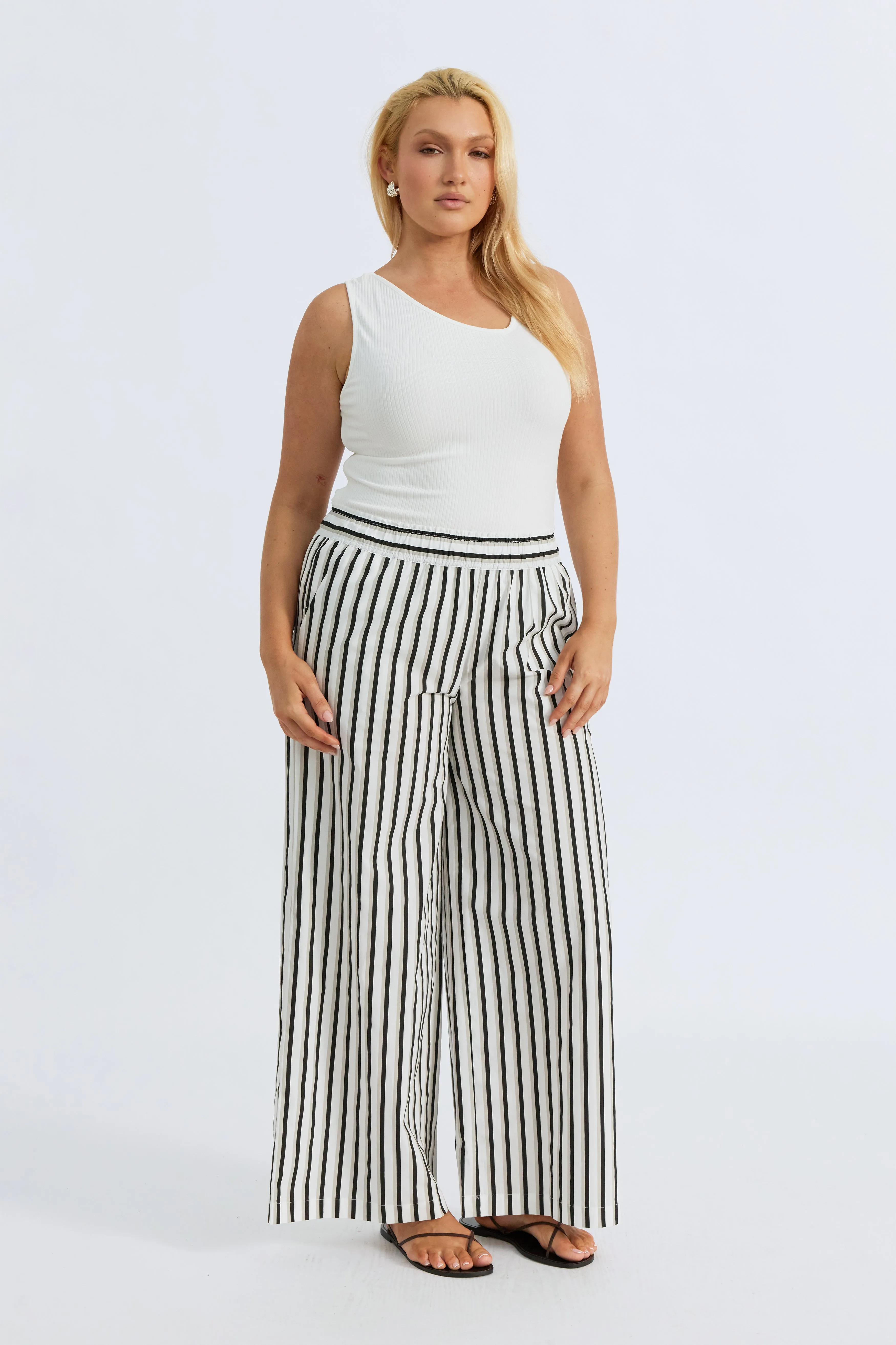 Piper Poplin Stripe Pant - White / Beige / Black sold by Apero Label product image thumbnail 5