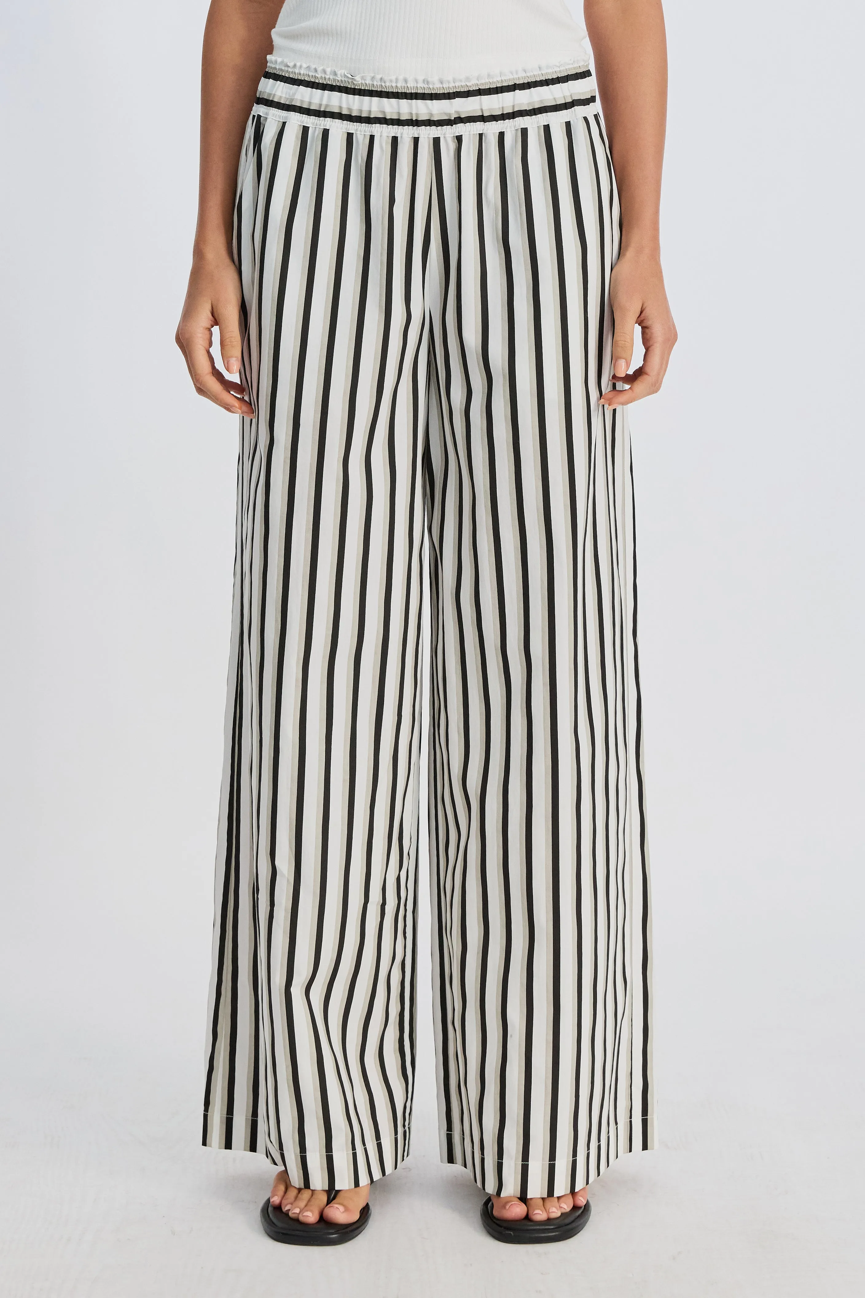 Piper Poplin Stripe Pant - White / Beige / Black sold by Apero Label product image thumbnail 2