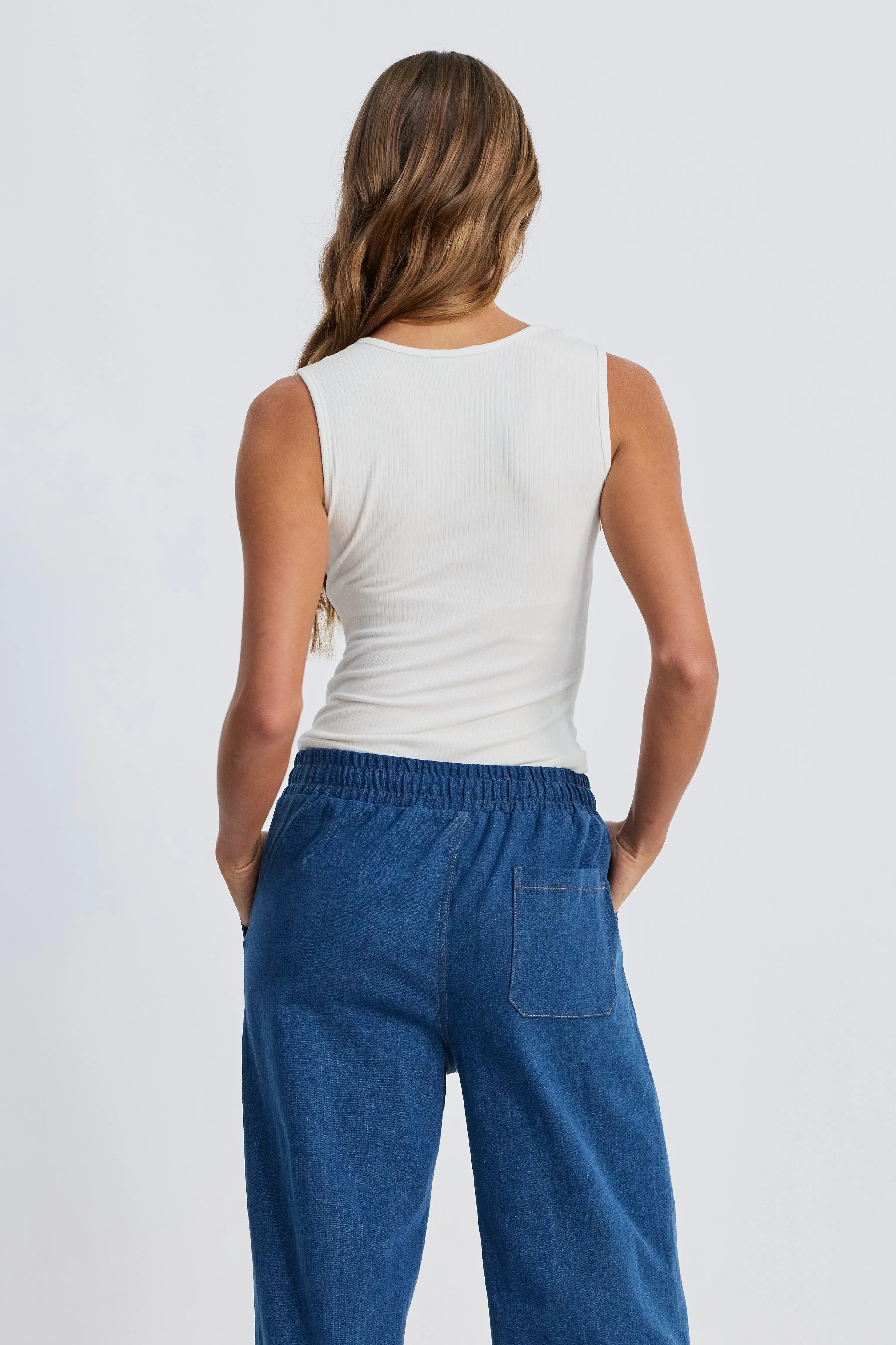 Esta Reversible Ribbed Scoop Neck Tank - White sold by Apero Label product image thumbnail 5