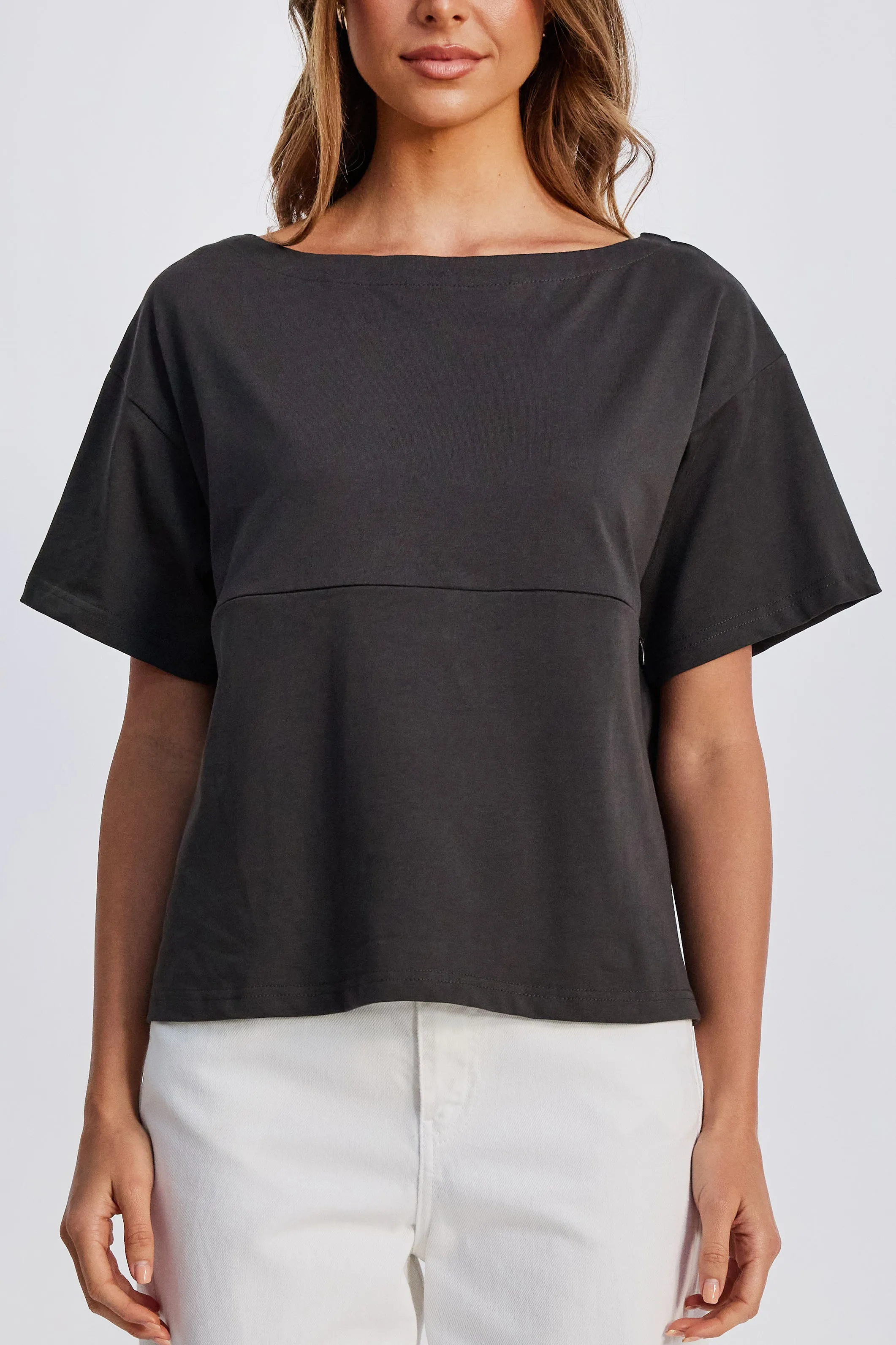 Aria Boatneck Panel Tee - Charcoal sold by Apero Label product image thumbnail 3