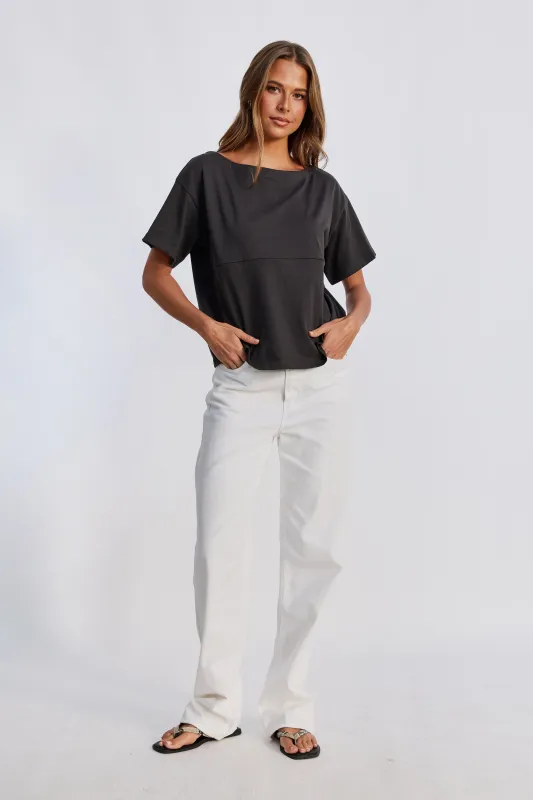 Aria Boatneck Panel Tee - Charcoal sold by Apero Label