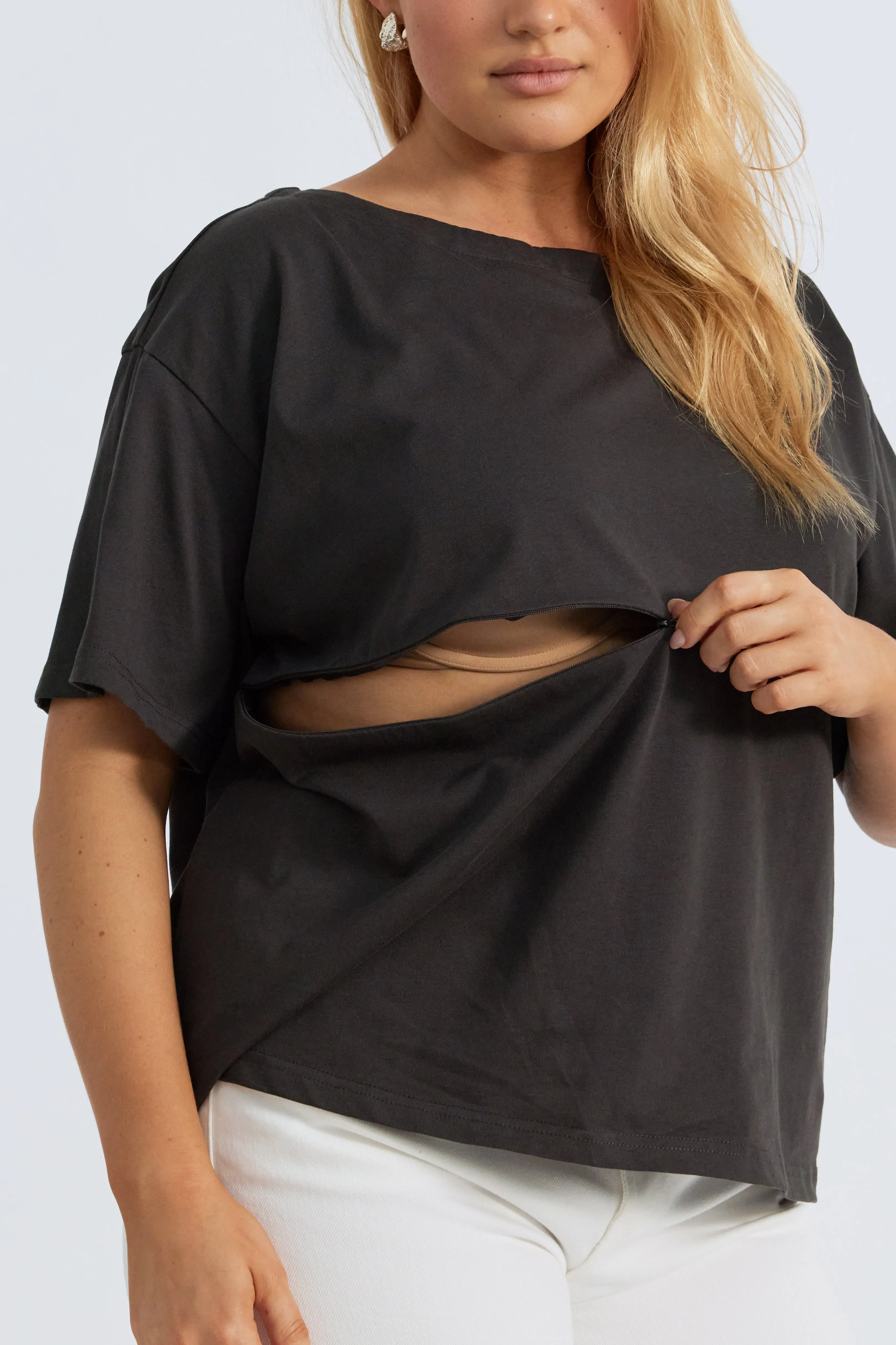 Aria Boatneck Panel Tee - Charcoal sold by Apero Label product image thumbnail 5