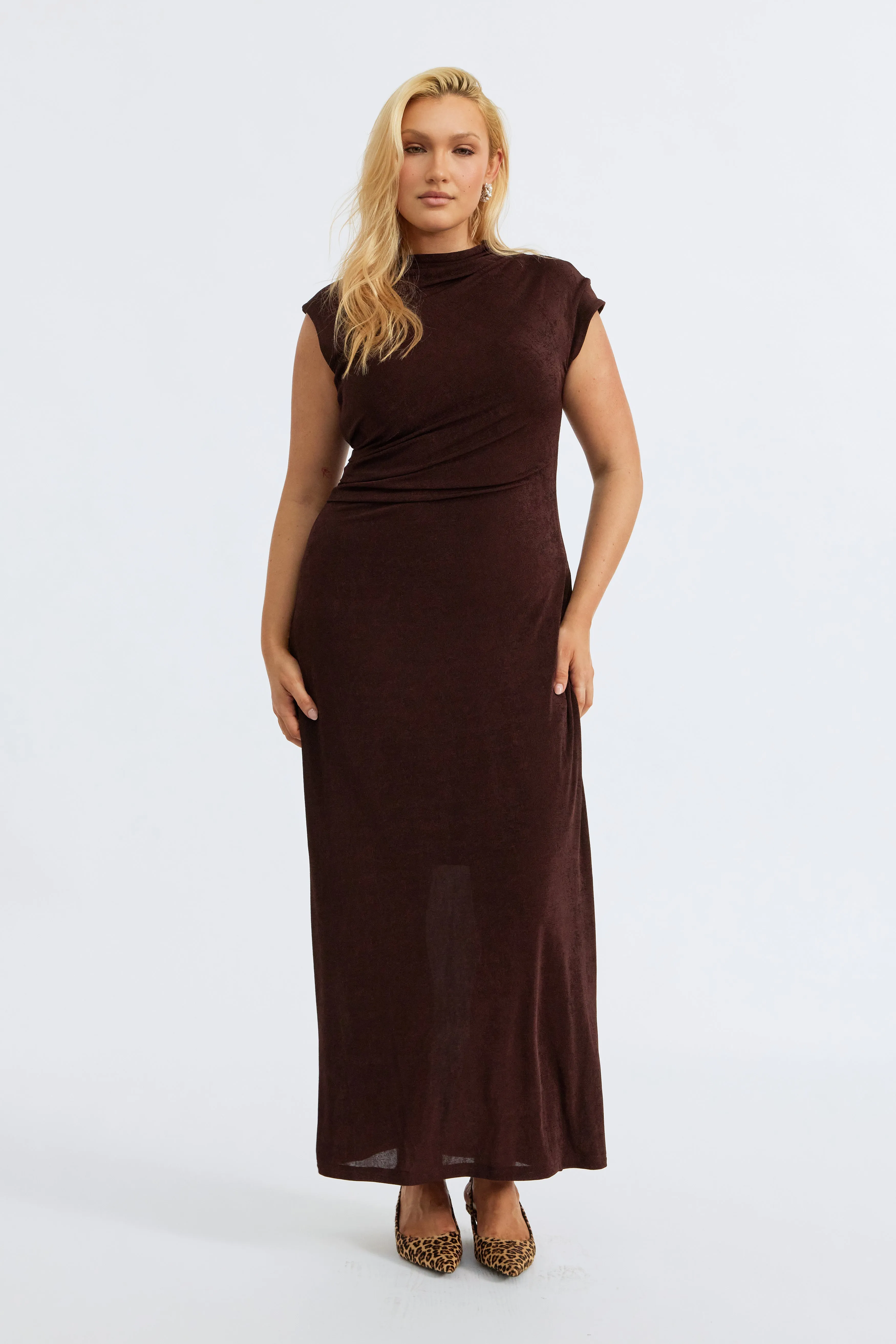 Lyssa Draped Maxi Dress - Espresso sold by Apero Label product image thumbnail 4