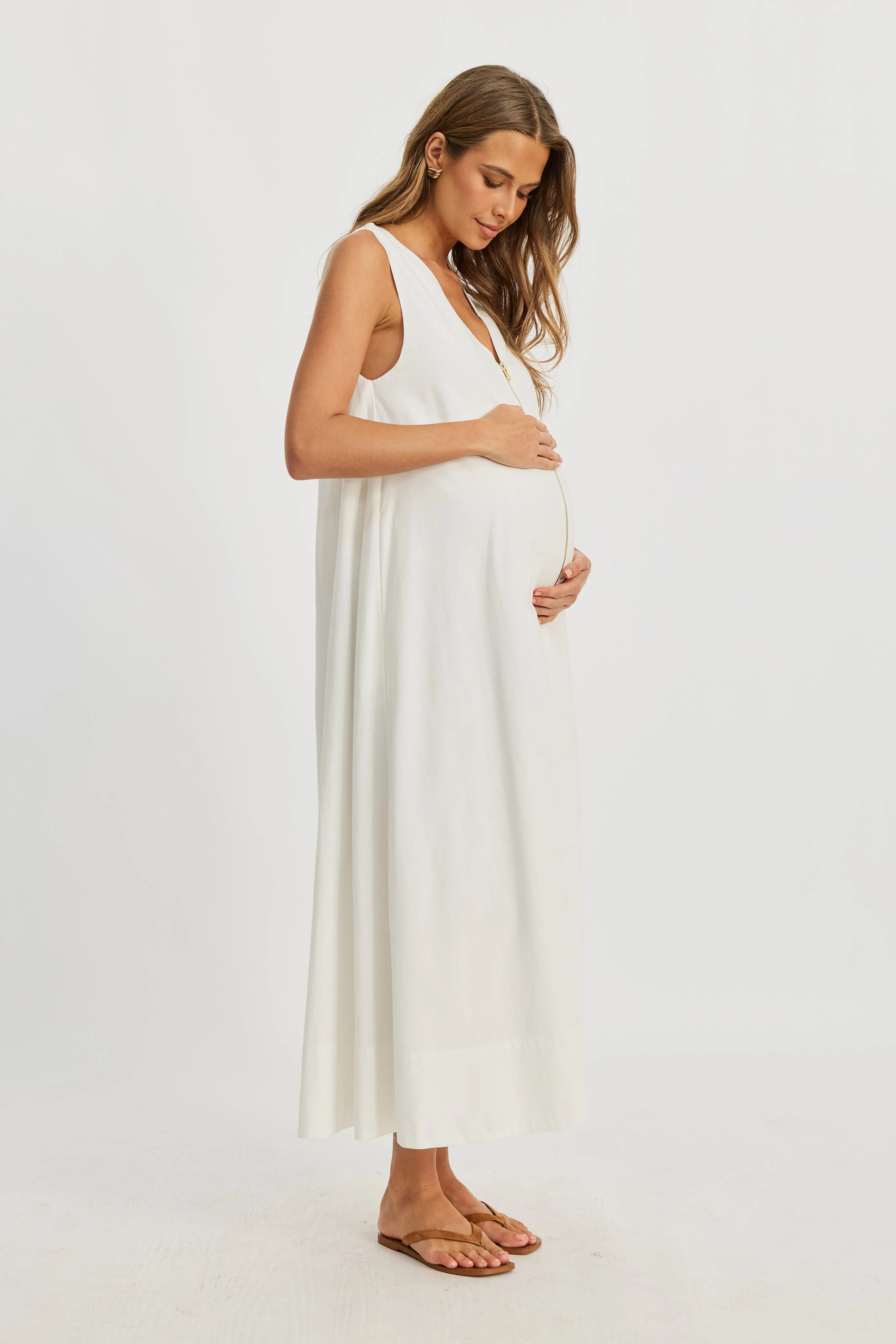 Gill Zip-Front Midi Dress - White sold by Apero Label product image thumbnail 3