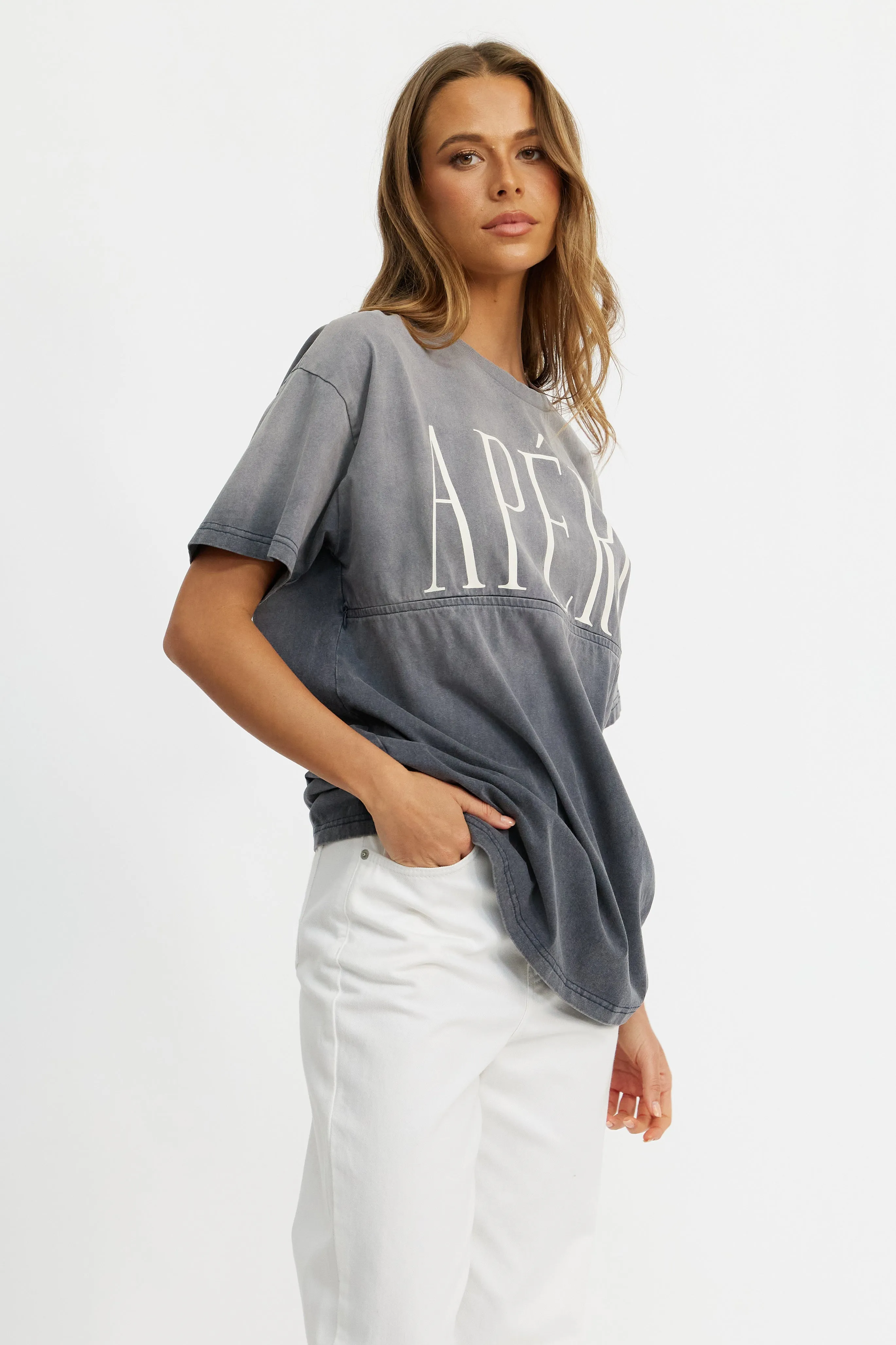 Grande Washed Longline Tee - Washed Slate sold by Apero Label product image thumbnail 4
