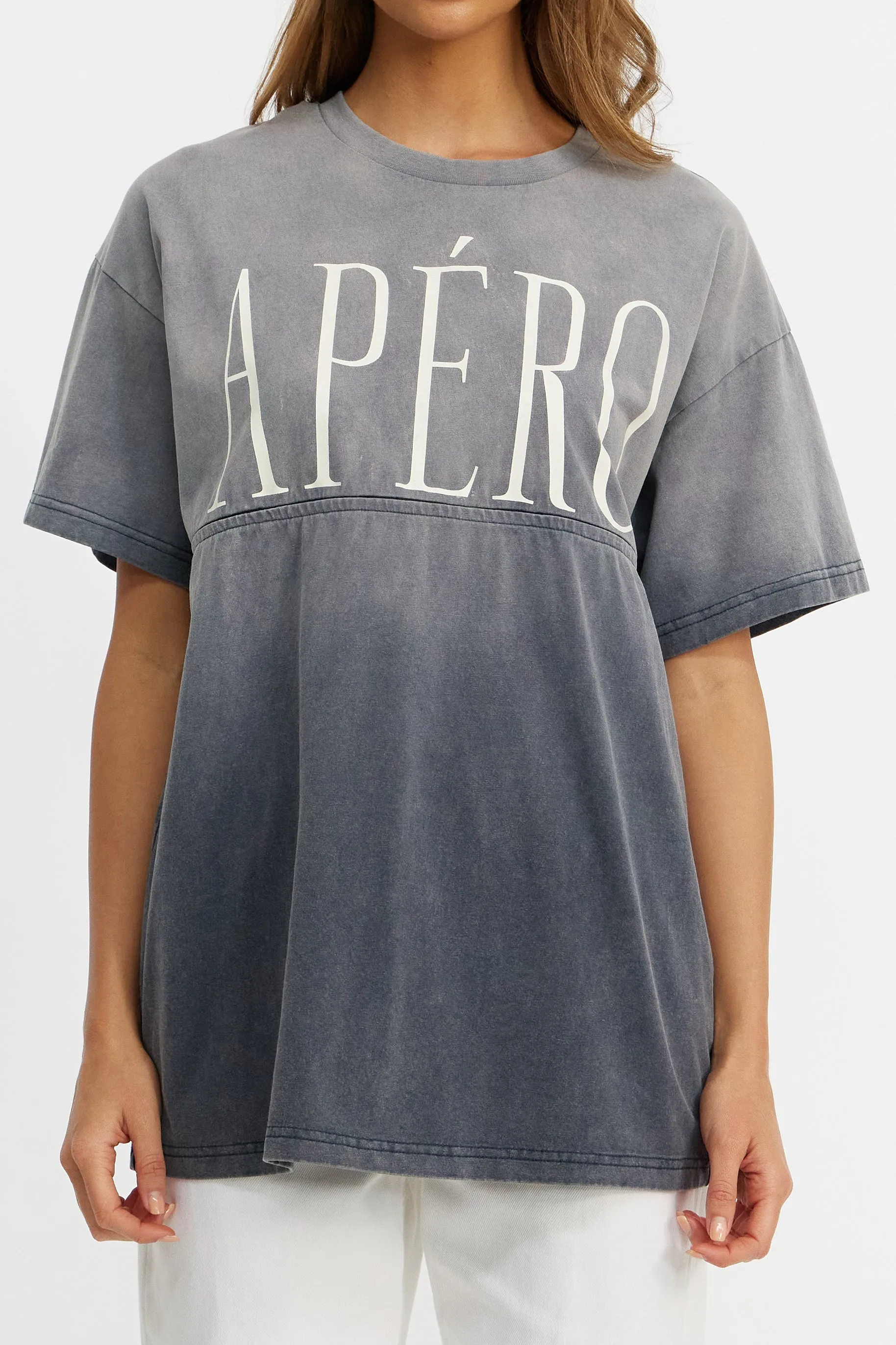 Grande Washed Longline Tee - Washed Slate sold by Apero Label product image thumbnail 3