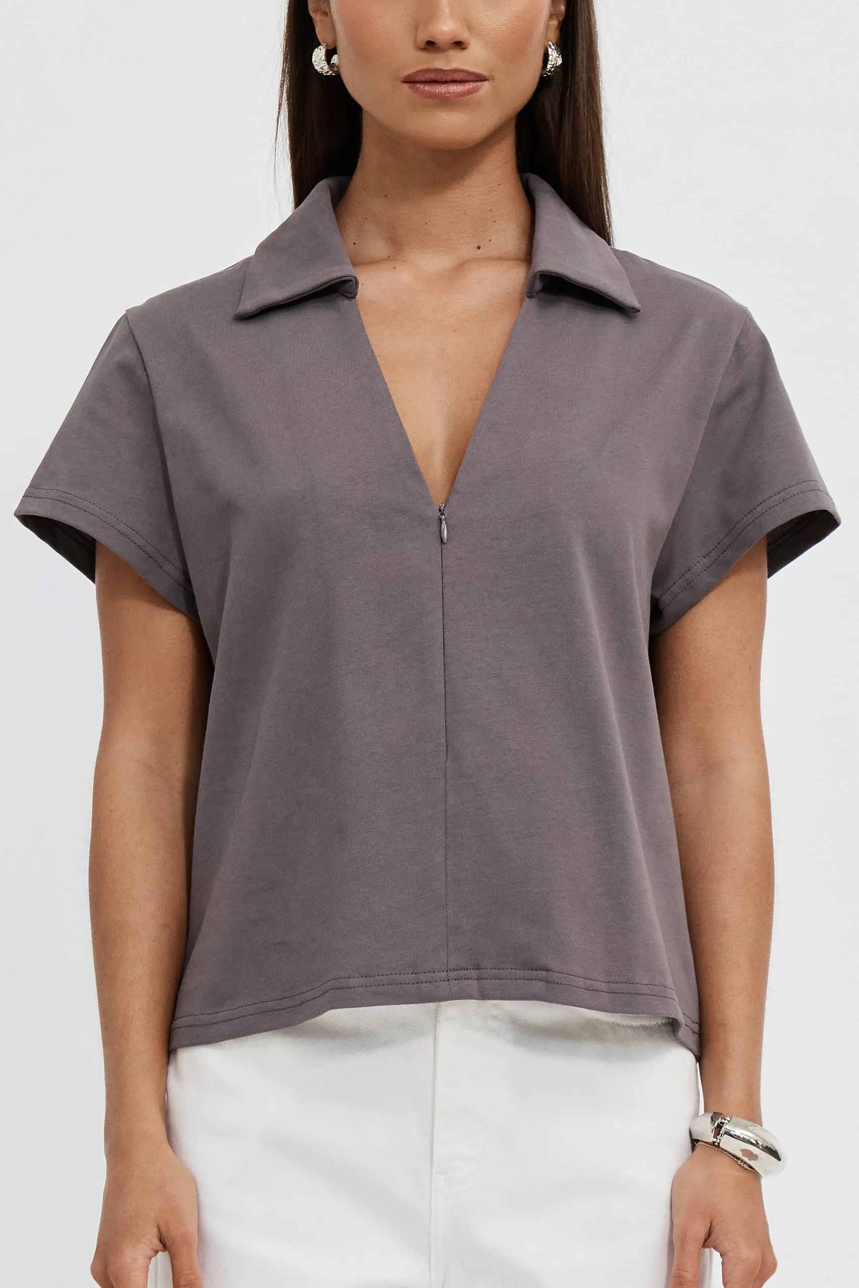 Alba Zip Front Tee - Deep Mauve sold by Apero Label product image thumbnail 3