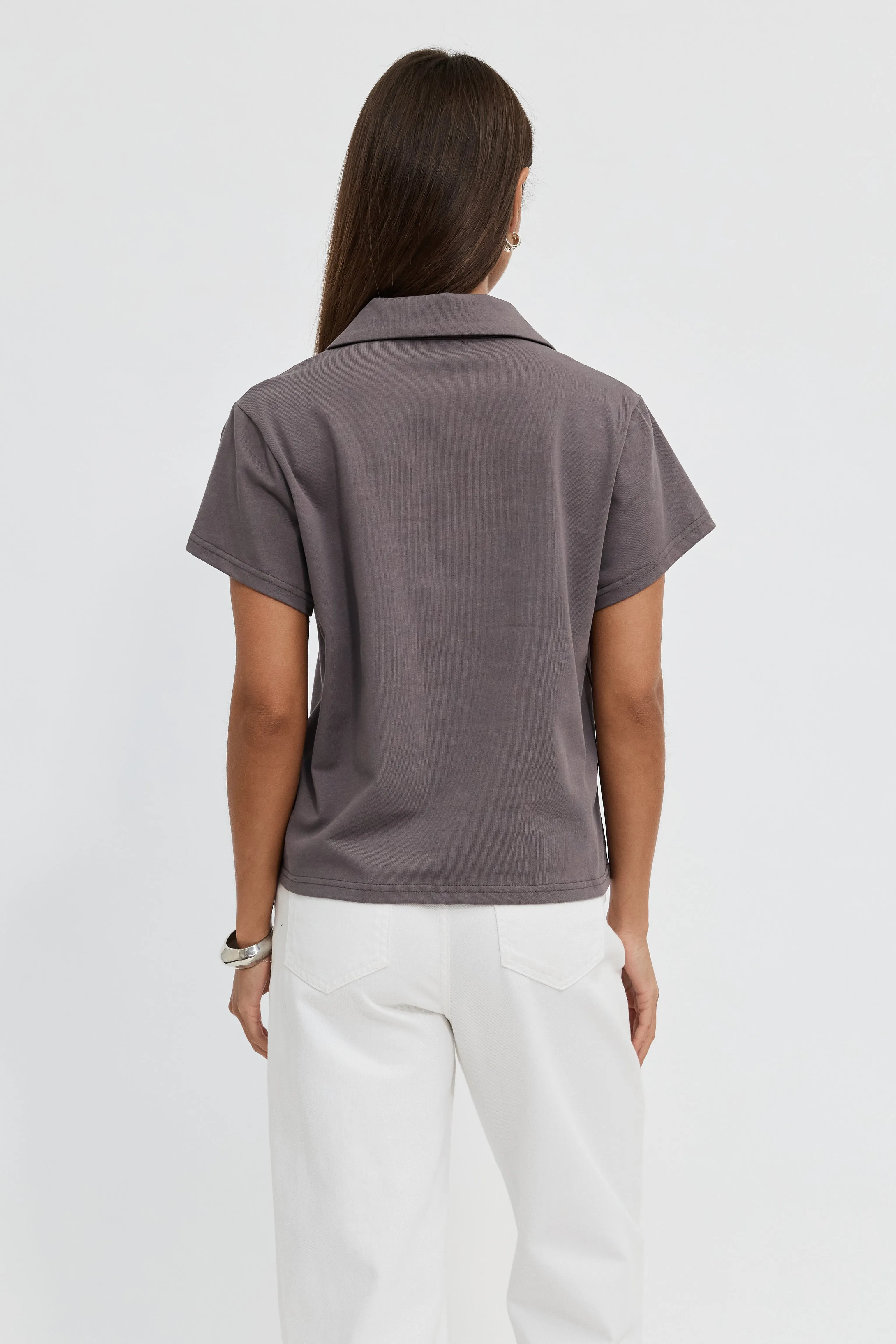 Alba Zip Front Tee - Deep Mauve sold by Apero Label product image thumbnail 5