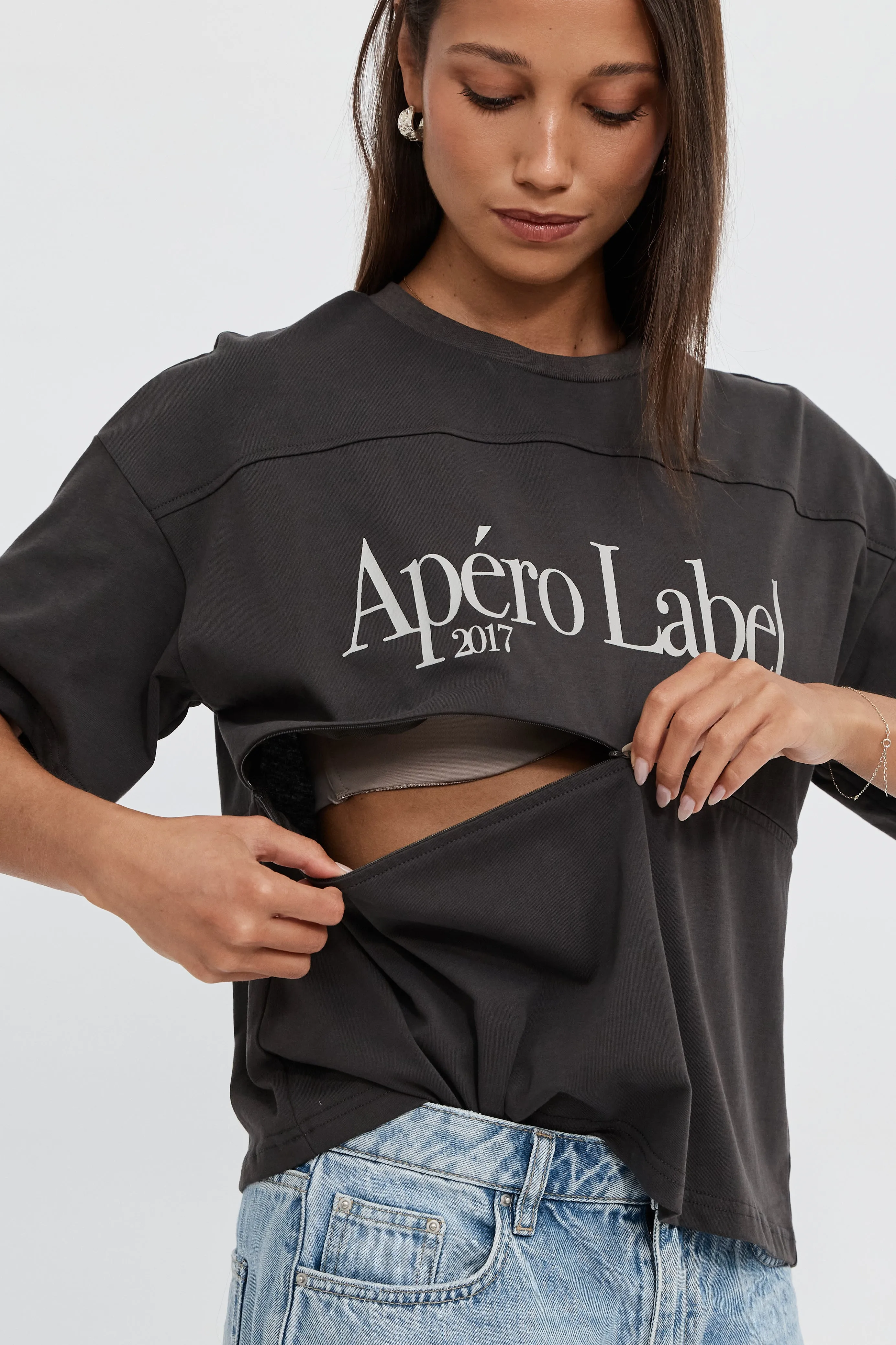 Icon Printed Drop-Shoulder Tee - Charcoal sold by Apero Label product image thumbnail 2