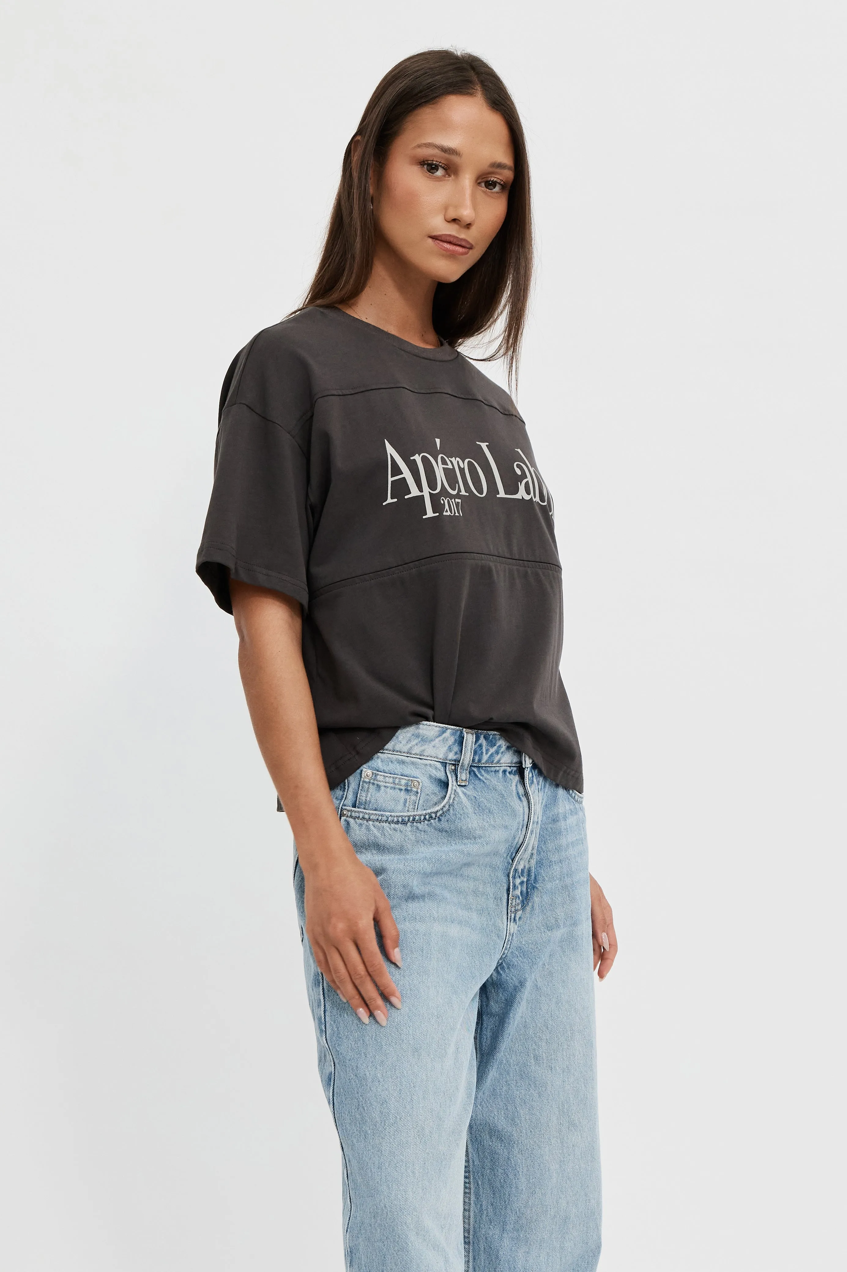 Icon Printed Drop-Shoulder Tee - Charcoal sold by Apero Label product image thumbnail 4