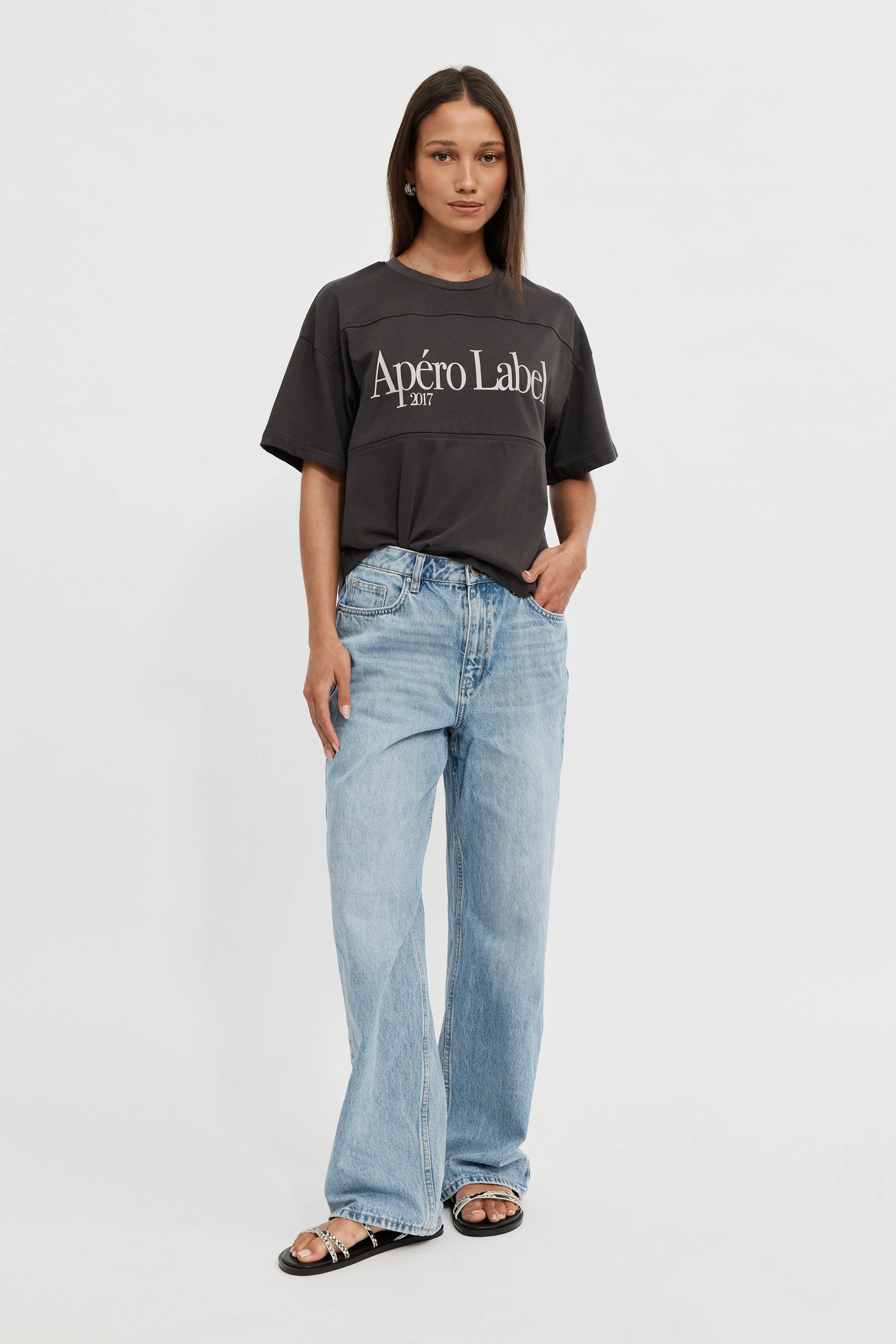 Icon Printed Drop-Shoulder Tee - Charcoal sold by Apero Label