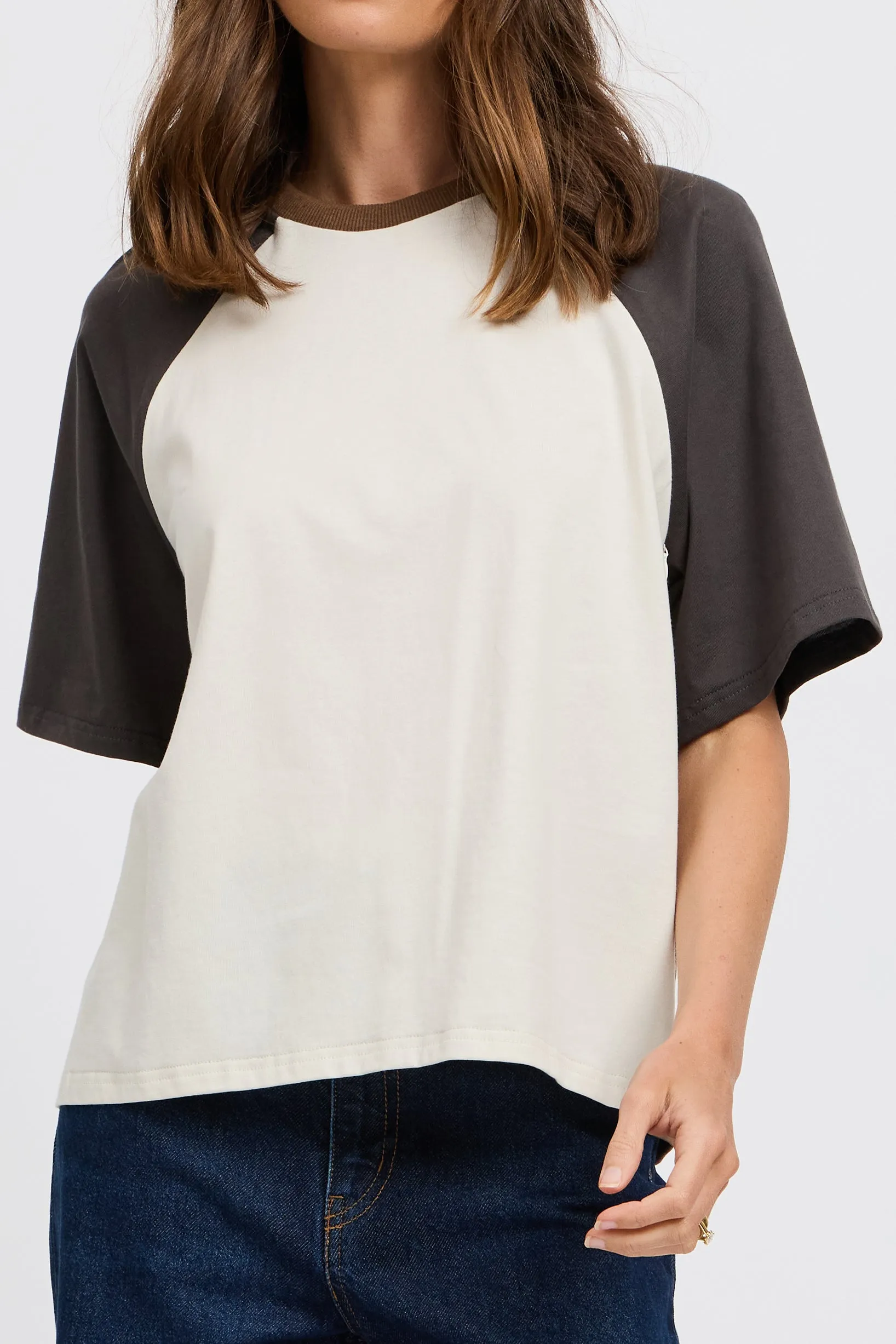 Tasmin Box-Cut Tee - Chocolate / Charcoal / Cream sold by Apero Label product image thumbnail 4