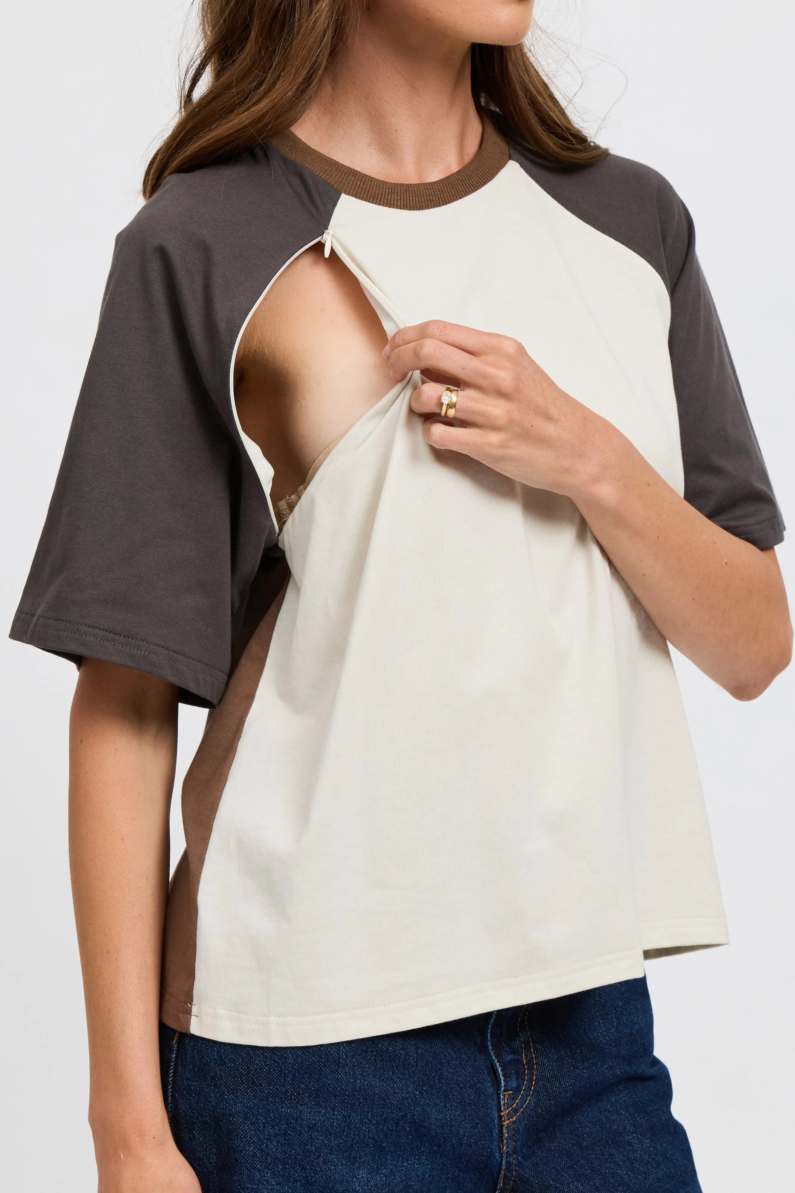 Tasmin Box-Cut Tee - Chocolate / Charcoal / Cream sold by Apero Label product image thumbnail 2