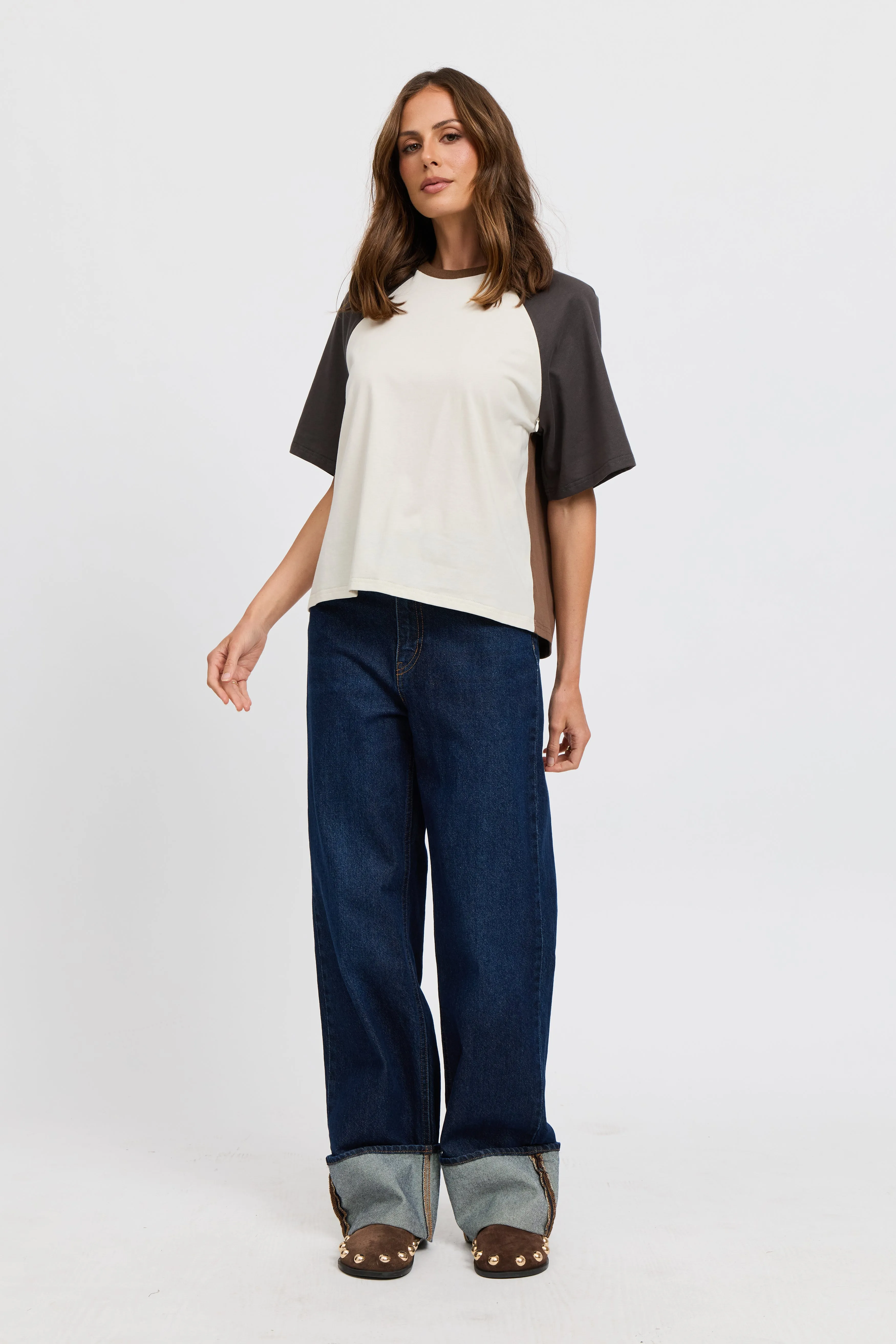 Tasmin Box-Cut Tee - Chocolate / Charcoal / Cream sold by Apero Label product image thumbnail 5