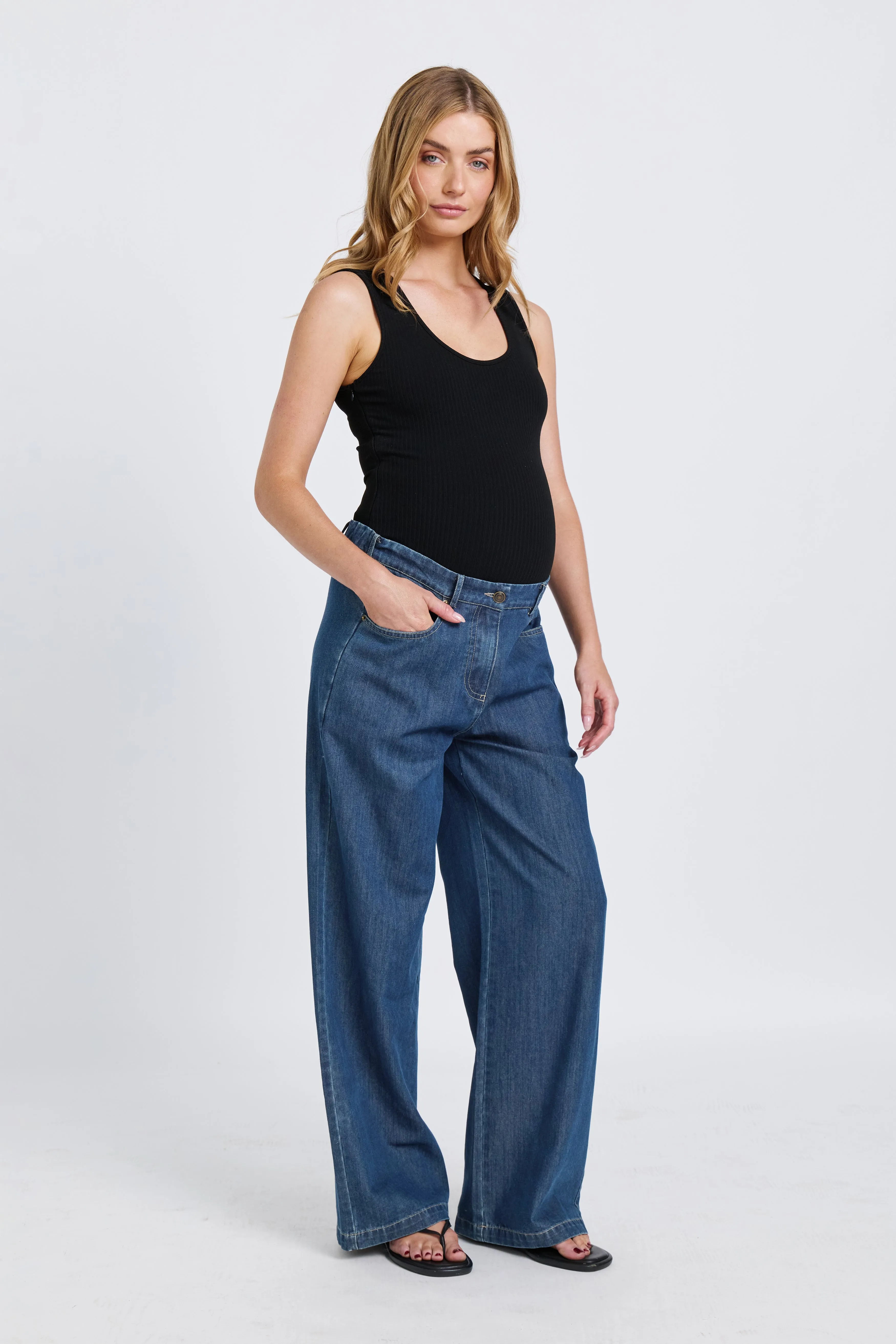 Anderson Adjustable-Waist Wide Leg Jean - Medium Blue sold by Apero Label product image thumbnail 2