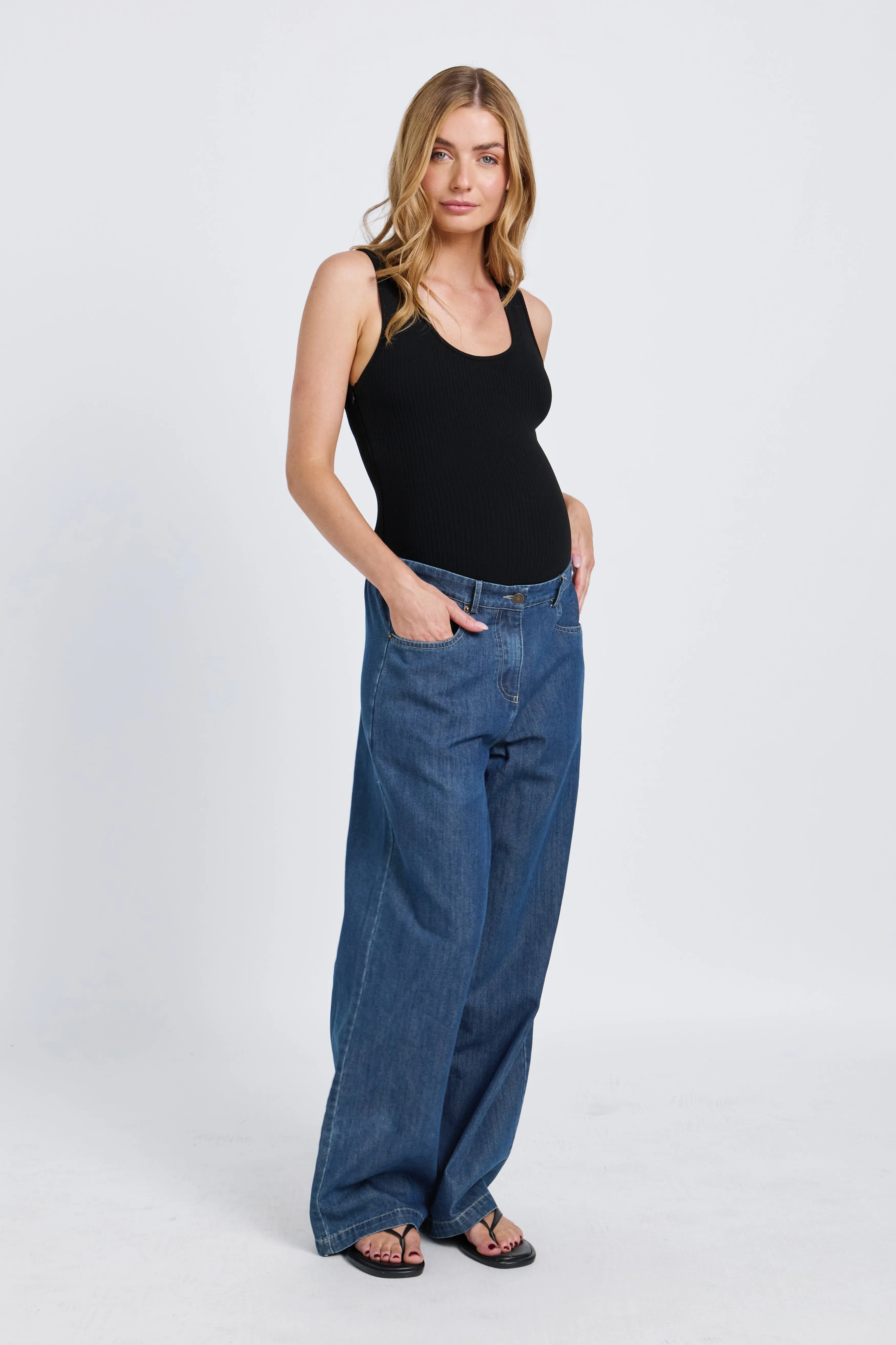 Anderson Adjustable-Waist Wide Leg Jean - Medium Blue sold by Apero Label product image thumbnail 5