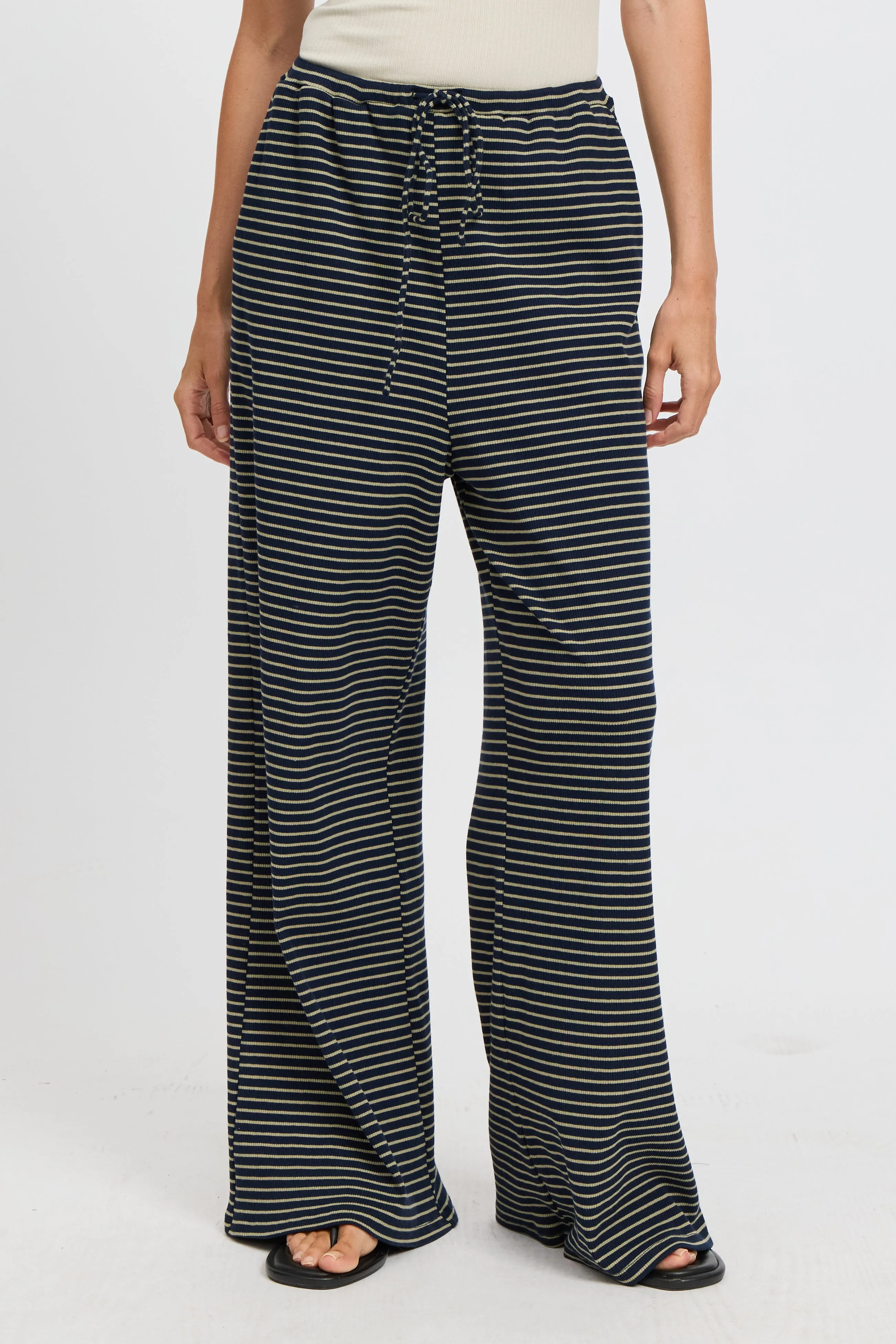 Ivy Stripe Wide Leg Pants - Navy / Khaki sold by Apero Label product image thumbnail 4