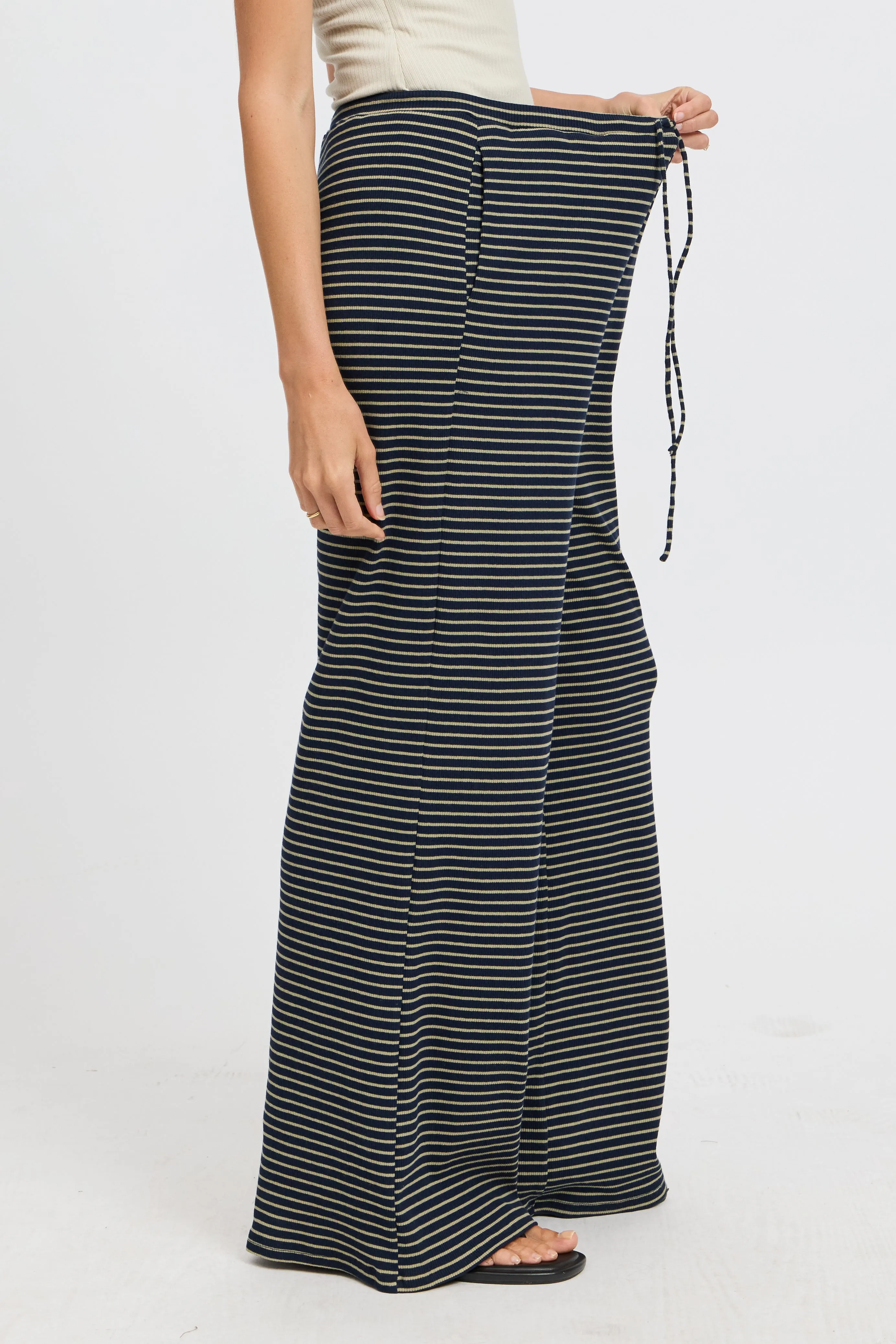 Ivy Stripe Wide Leg Pants - Navy / Khaki sold by Apero Label product image thumbnail 3