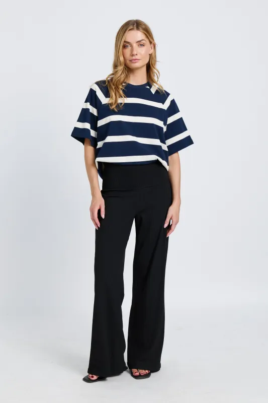 Classique Adjustable-Hem Box-Cut Tee - Navy / White made by Apero Label