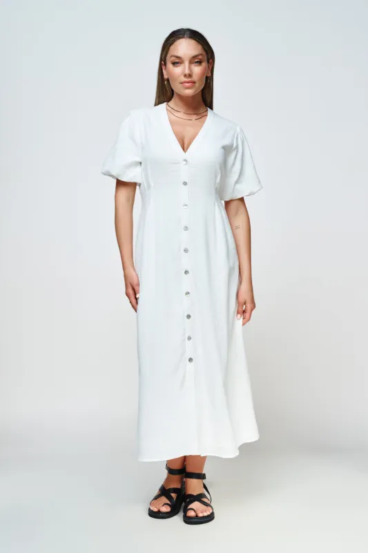 Petra Midi Dress - White sold by Apero Label