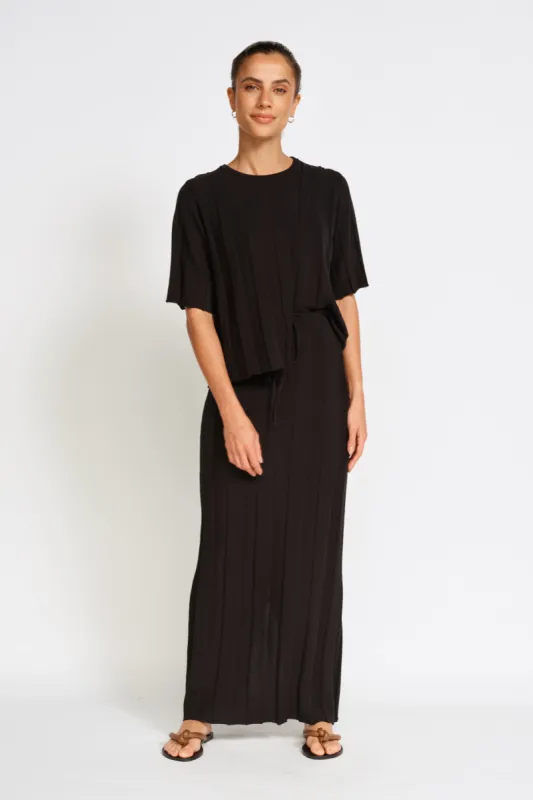 Lulu Wrap Knit Tee - Black sold by Apero Label