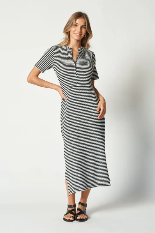 Astrid Knit Midi Dress - Black / White sold by Apero Label