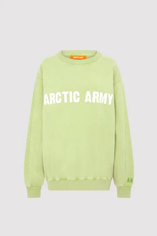 Women's AA Sweatshirt in Washed Pistachio sold by Arctic Army
