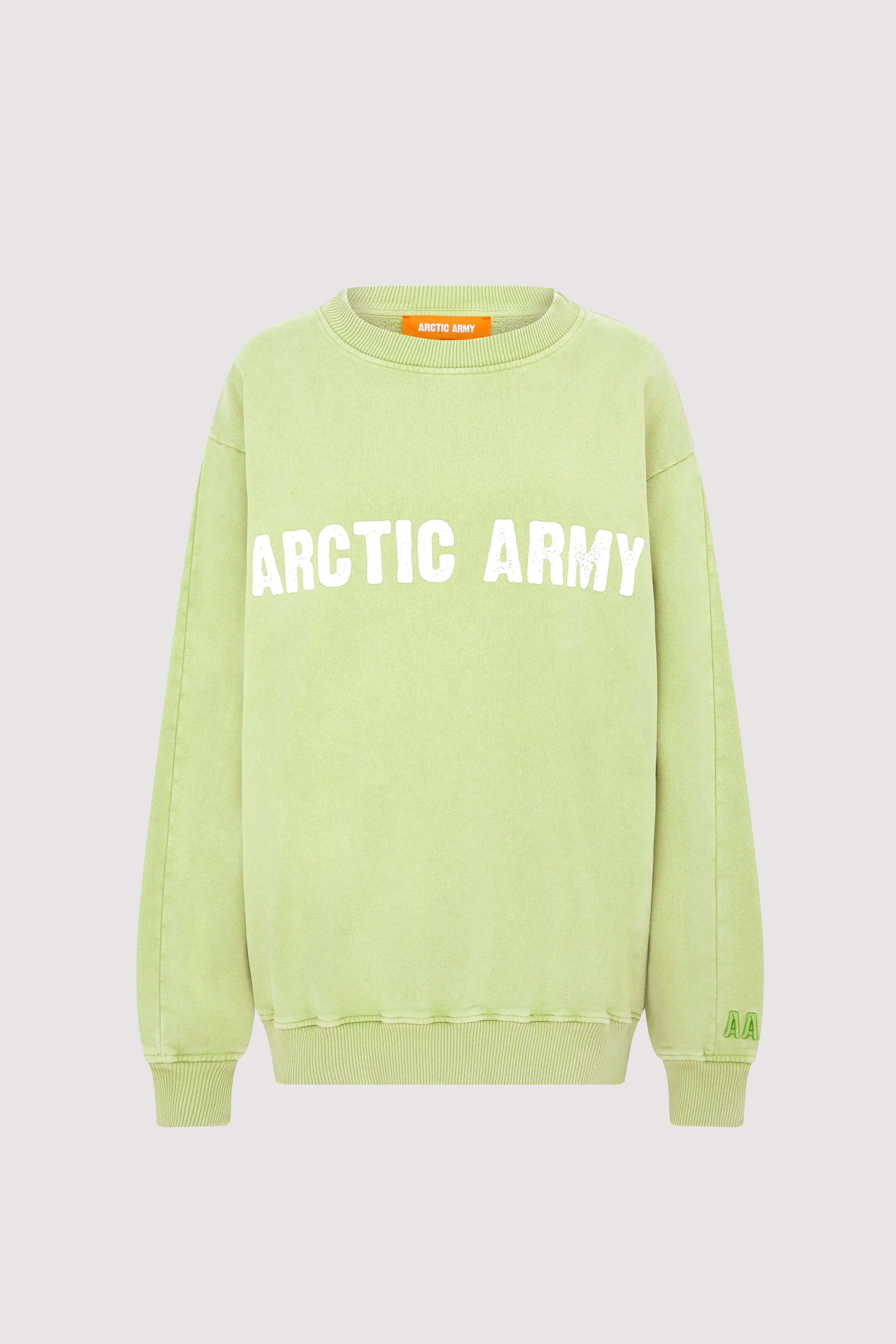 Women's AA Sweatshirt in Washed Pistachio sold by Arctic Army
