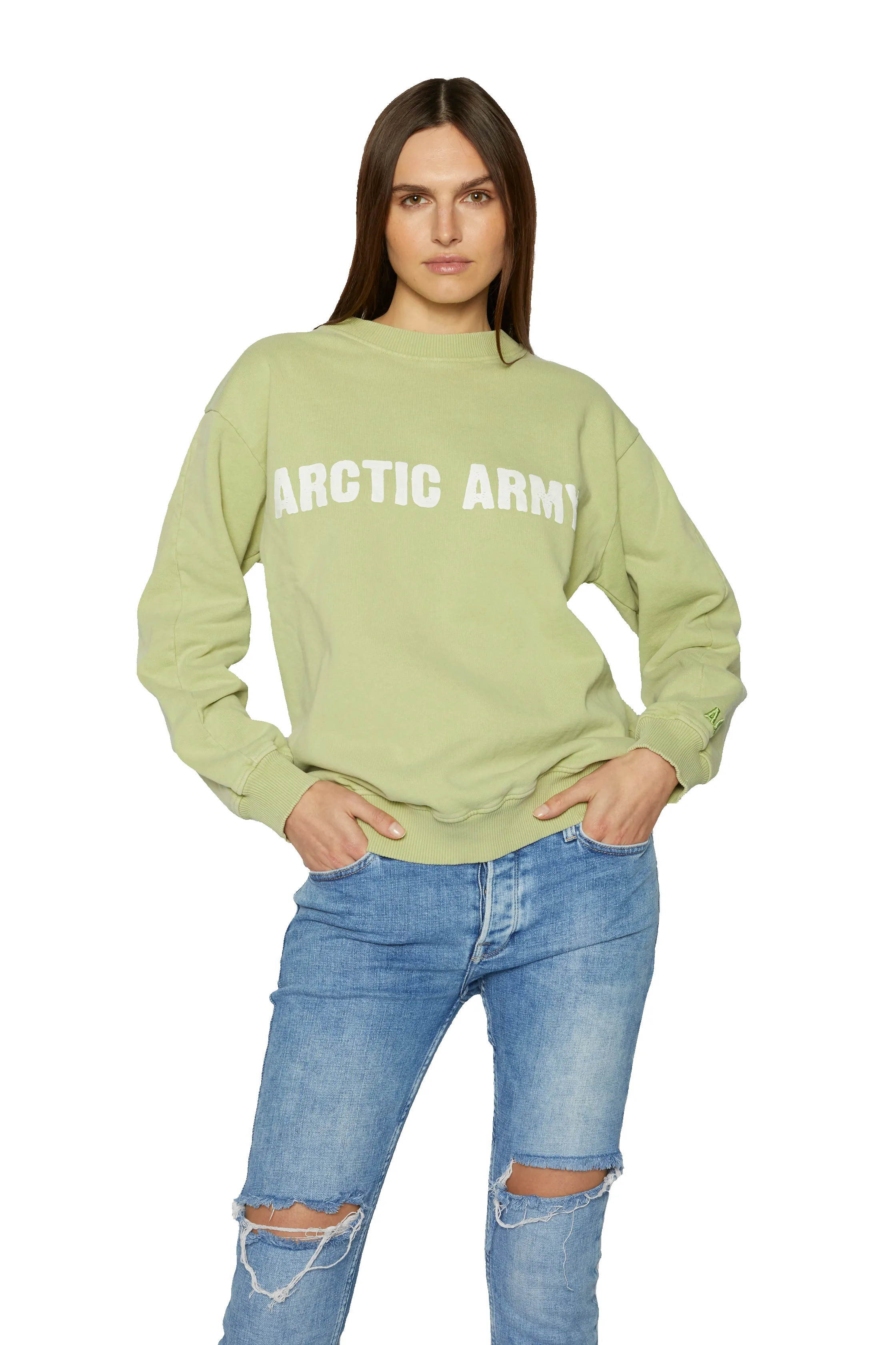 Women's AA Sweatshirt in Washed Pistachio sold by Arctic Army product image thumbnail 3