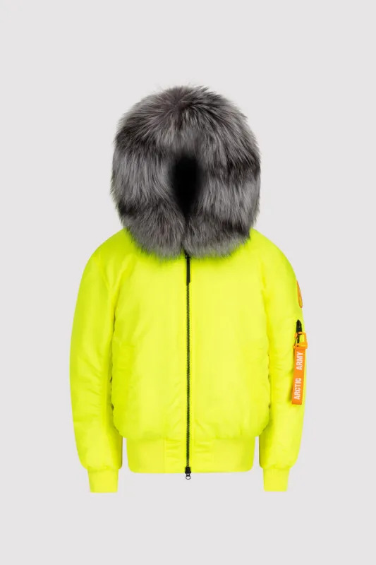 Women's Bomber with Fur in Neon sold by Arctic Army