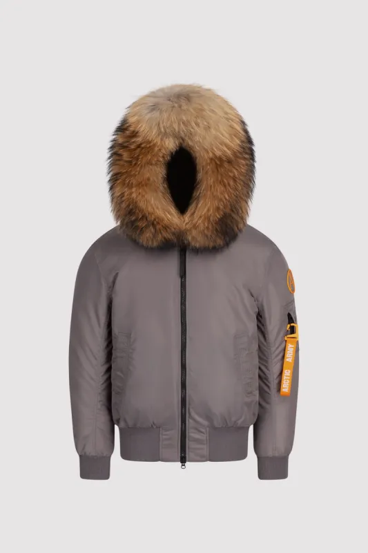 Women's Bomber with Fur in Grey sold by Arctic Army