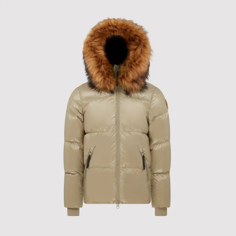 Women's Arctic Faux Puffer in Taupe sold by Arctic Army
