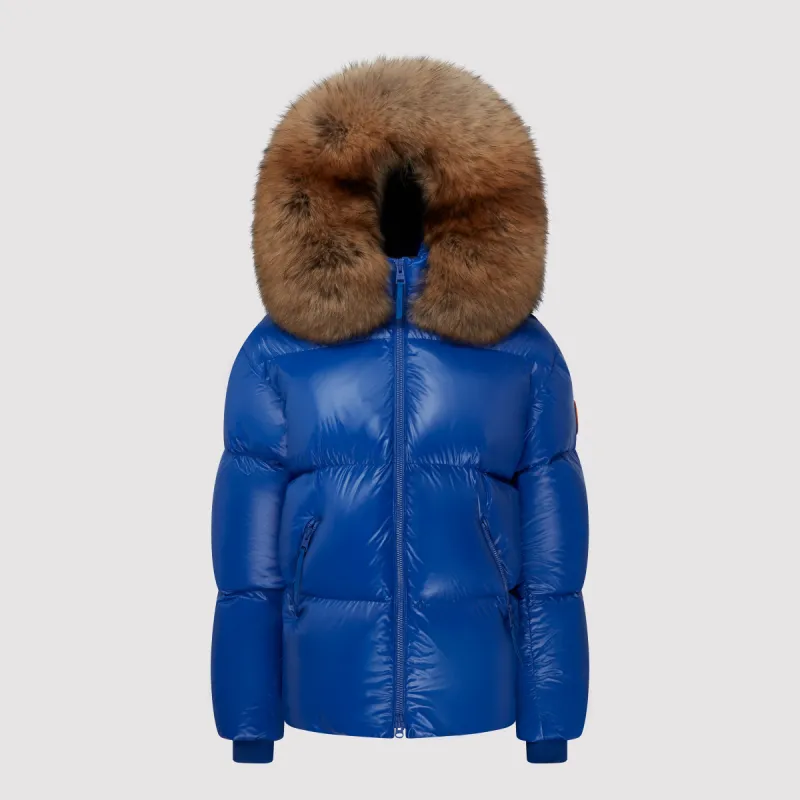 Men's Puffer with Fur in Cobalt Blue sold by Arctic Army