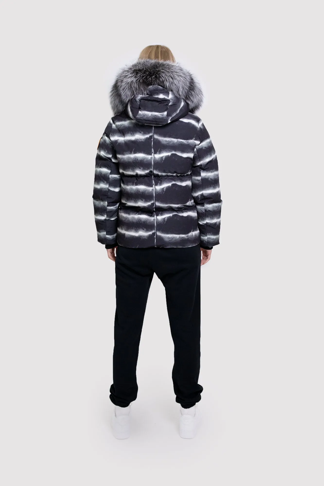 Women's Chinchilla Print Puffer with Fur in Black sold by Arctic Army product image thumbnail 5