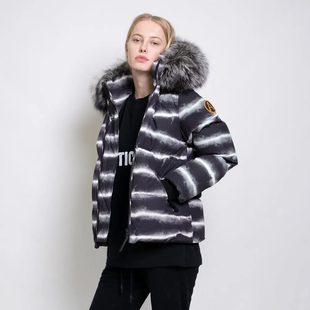Women's Chinchilla Print Puffer with Fur in Black sold by Arctic Army product image thumbnail 4