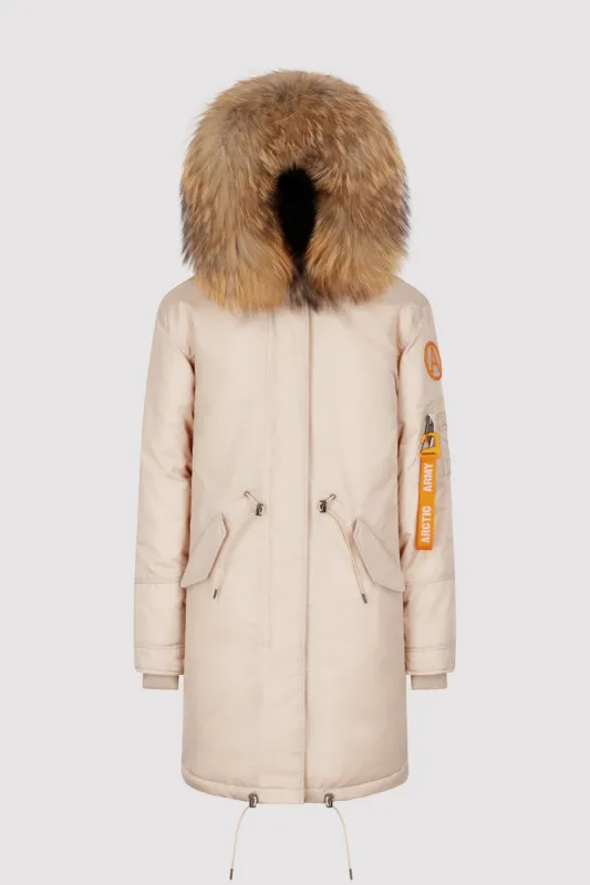 Women's Parka with Fur in Chalk sold by Arctic Army