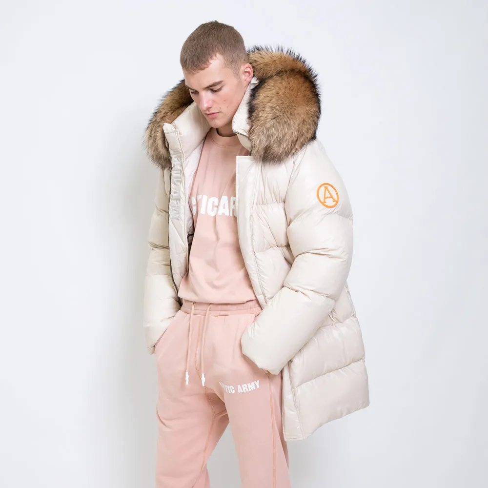 Mens Chalk Mid-Length Puffer Jacket with Fur sold by Arctic Army product image thumbnail 4
