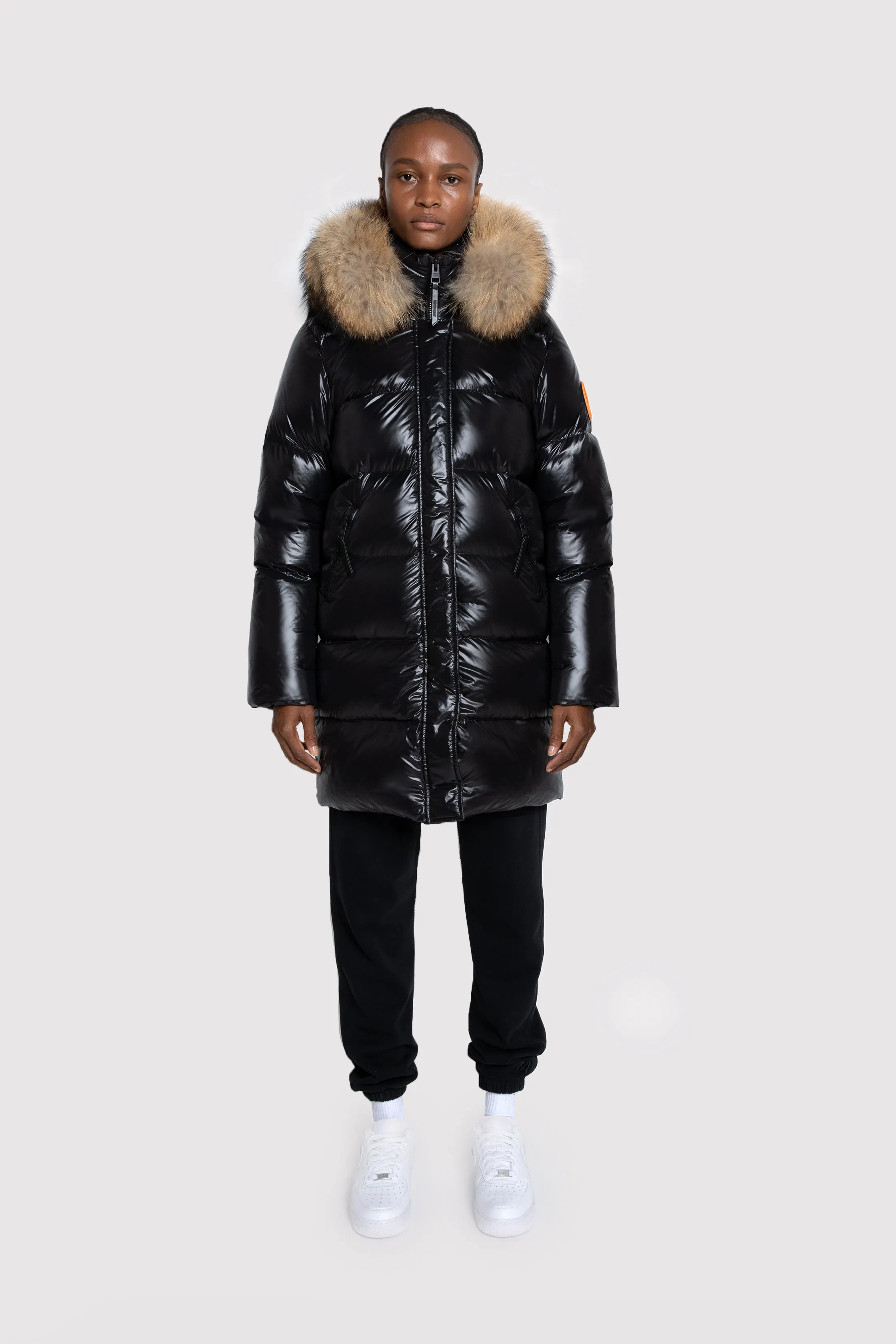Women's Mid-Length Puffer with Fur in Black sold by Arctic Army product image thumbnail 2
