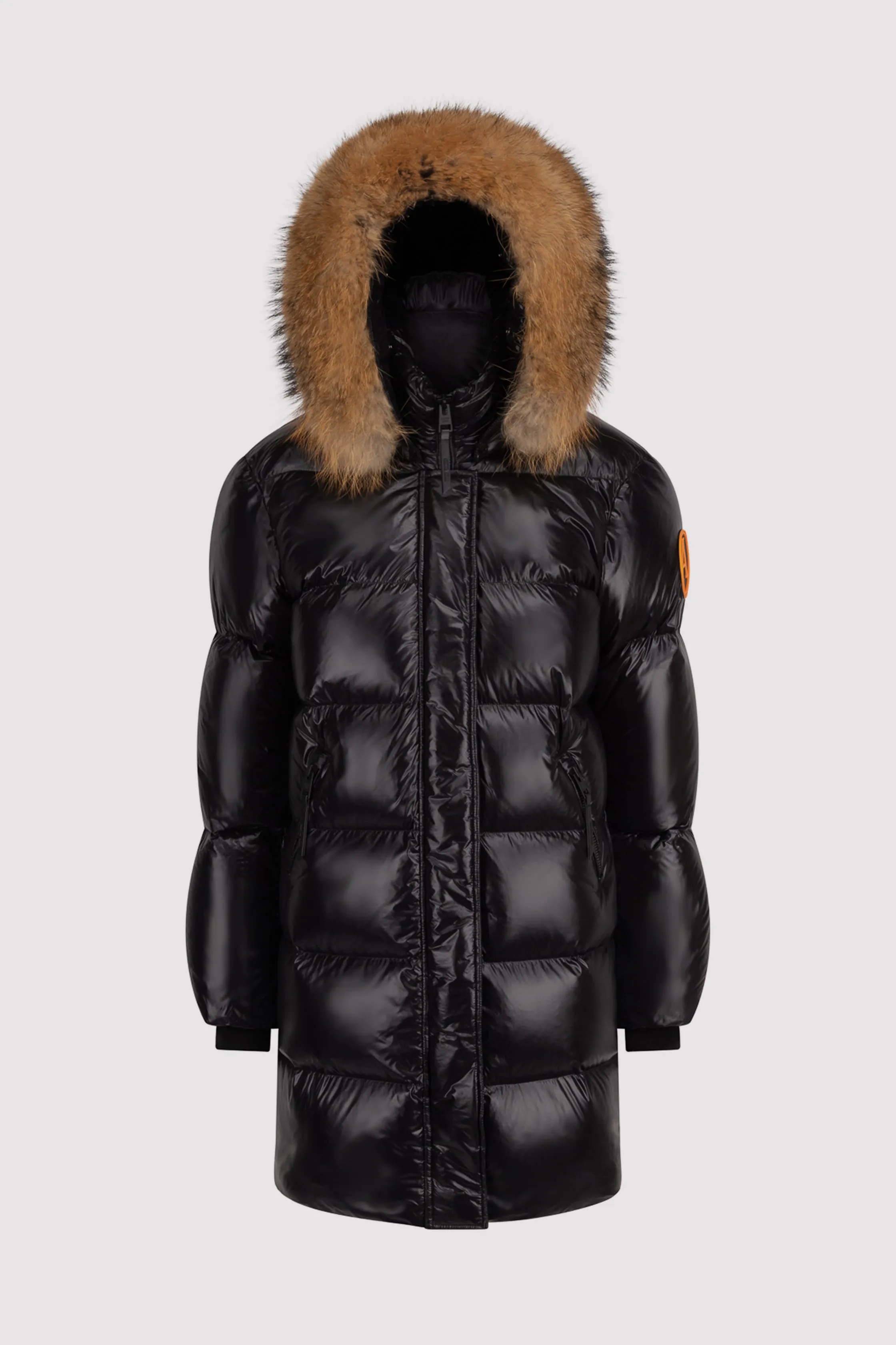 Women's Mid-Length Puffer with Fur in Black sold by Arctic Army