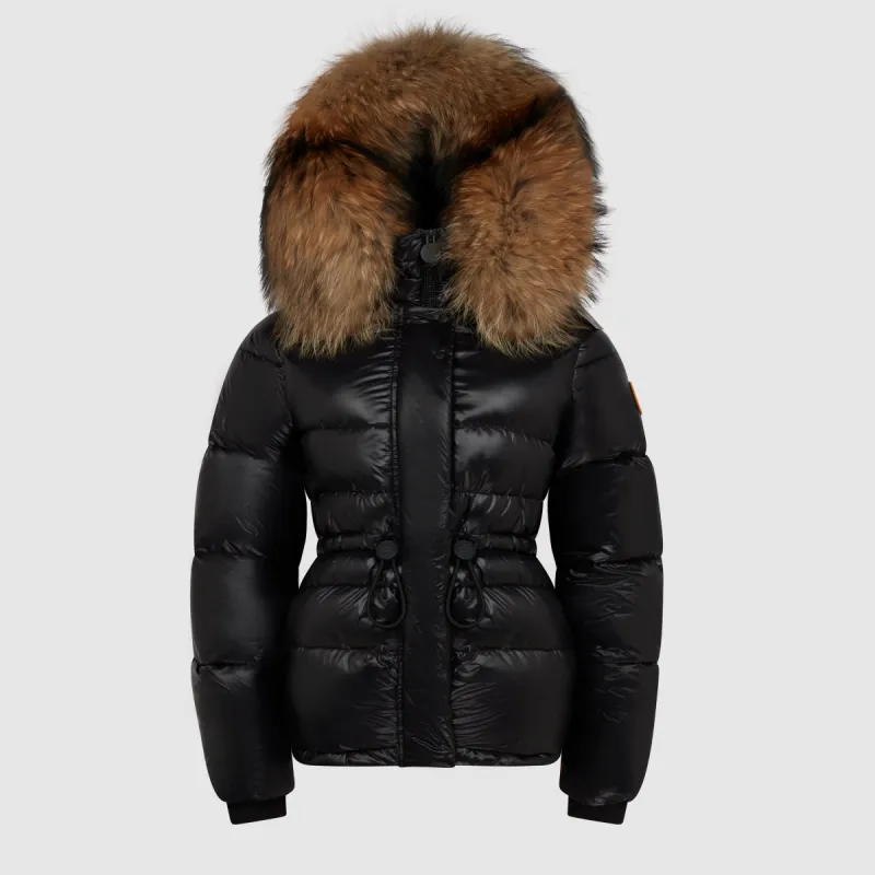 Women's London Puffer with Fur in Black sold by Arctic Army