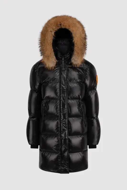 Men's Mid-Length Puffer with Fur in Black sold by Arctic Army