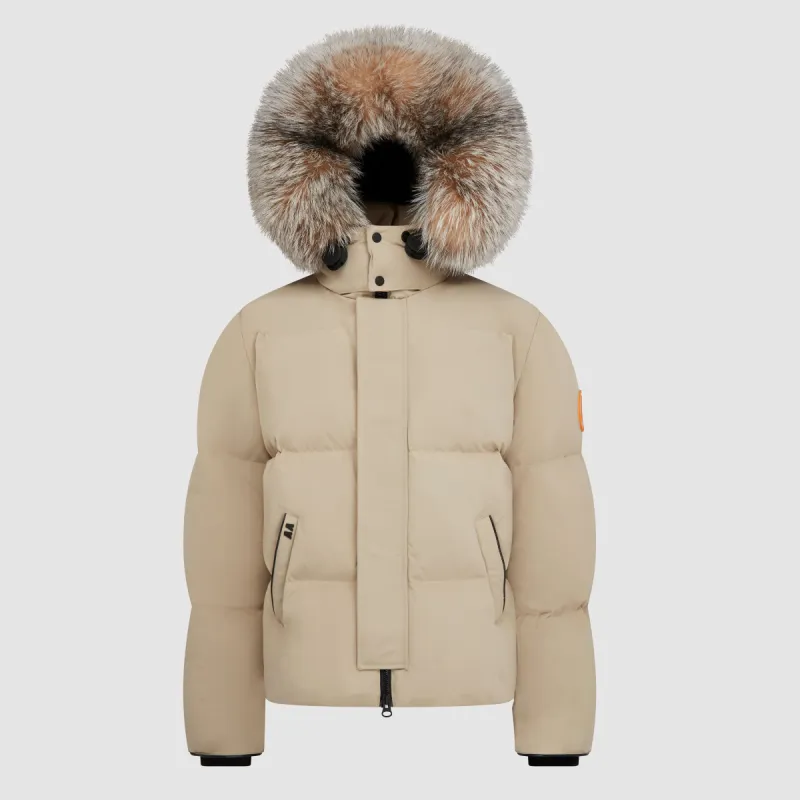 Men's Tailored Puffer with Fur in Fawn sold by Arctic Army