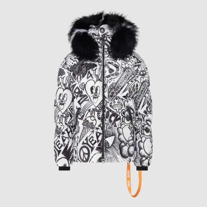 Men's Puffer with Fur in Graffiti sold by Arctic Army