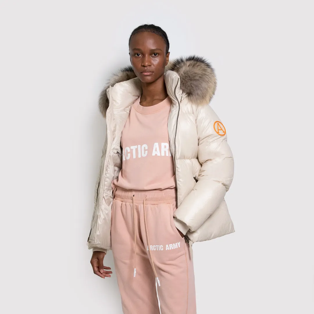 Women's Puffer with Fur in Chalk sold by Arctic Army product image thumbnail 5